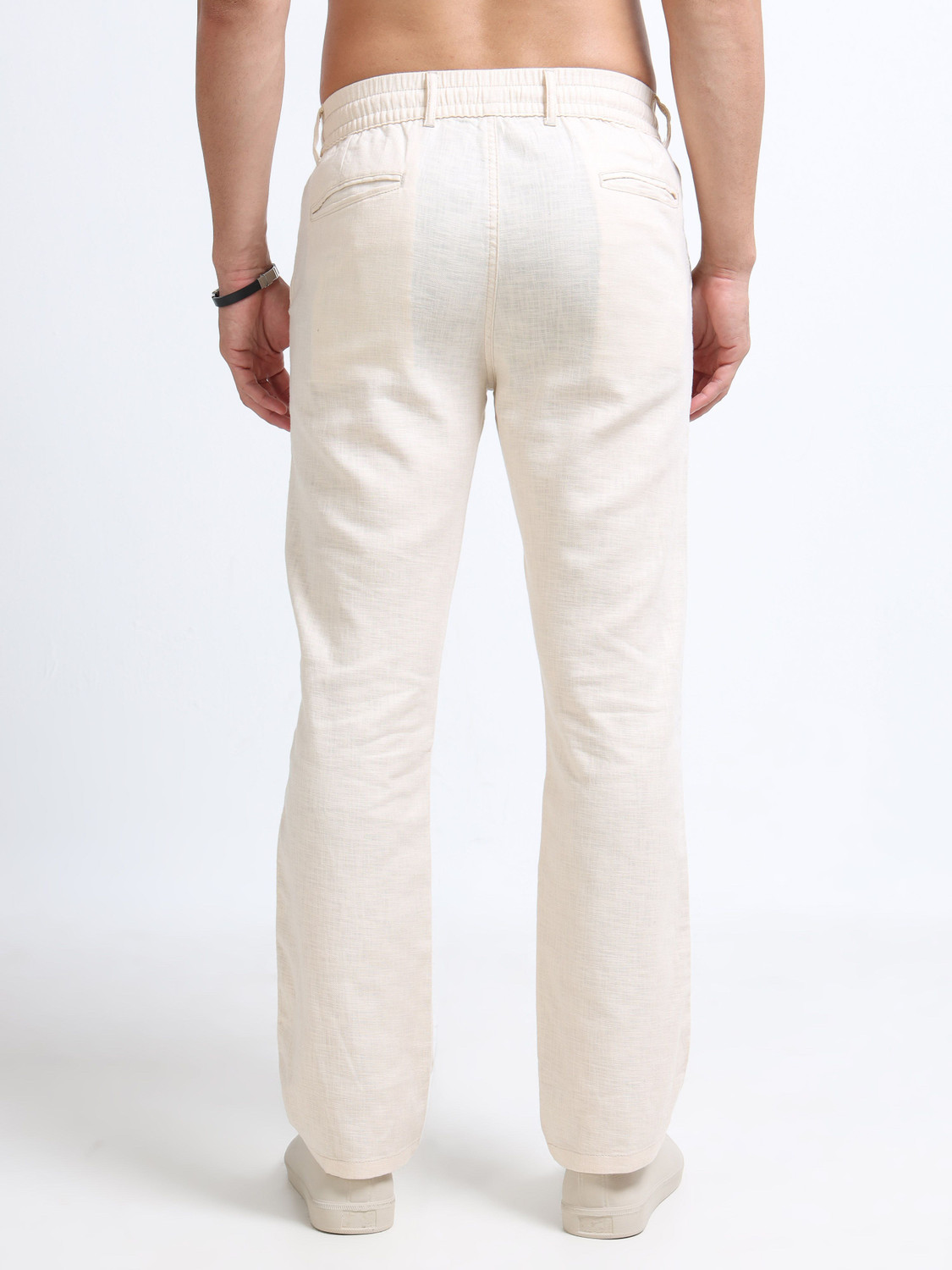 Image of METRONAUT Straight Fit Men Cream Trousers