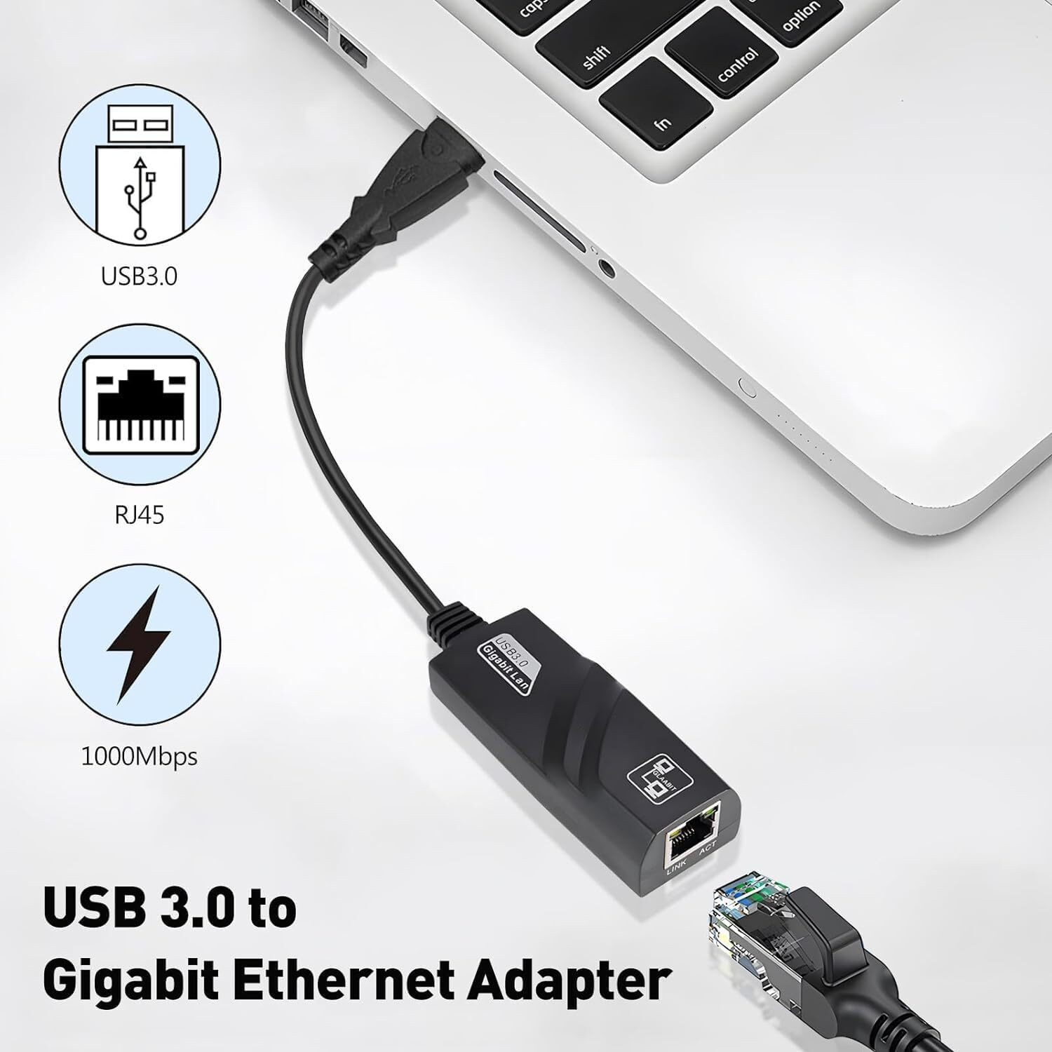 Image of Zeptrox USB Ethernet Adapter USB 3.0 to 10 100 1000Mbps Gigabit Wired USB Lan Adapter compatible with Linux, Mac, Windows