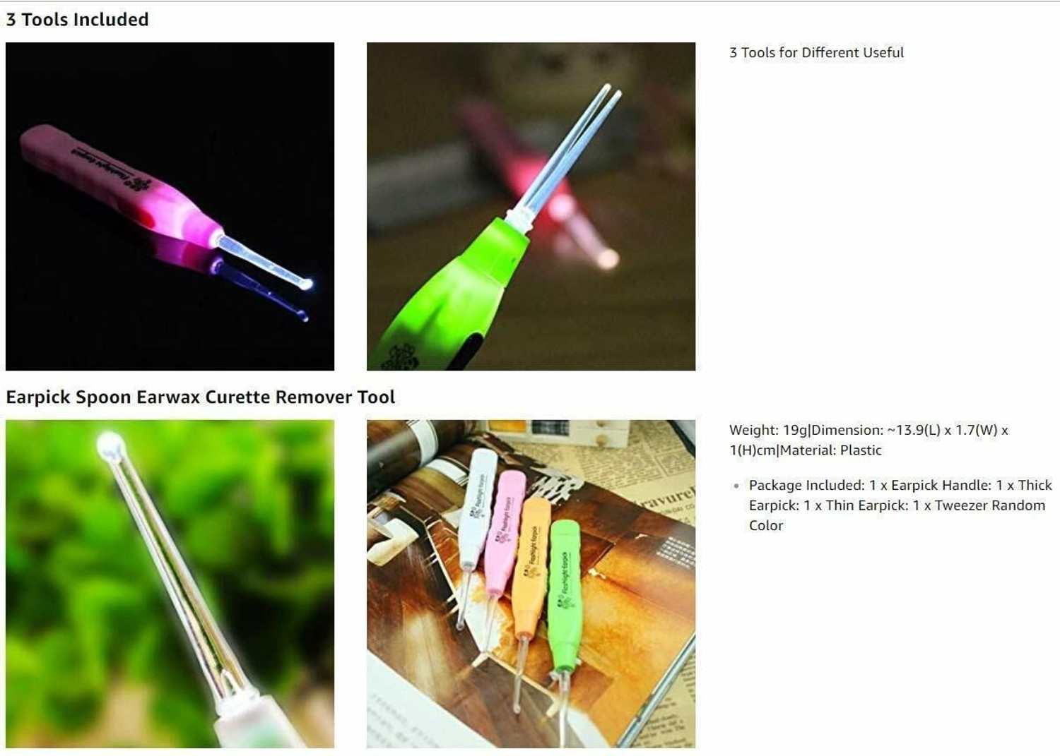 Image of Divine Enterprise Ear wax Remover with LED Flashlight Earpick 2 pack + Ear Wax Cleaner Kit(6 pcs)