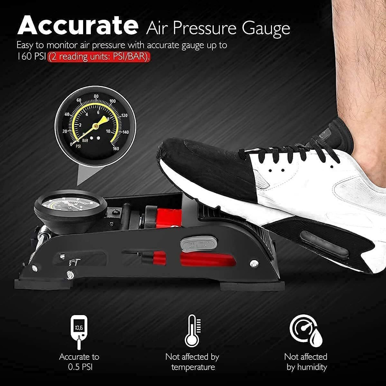 Image of LIRZEG Tire Air Pump 160 psi Tyre Air Pump for Car & Bike