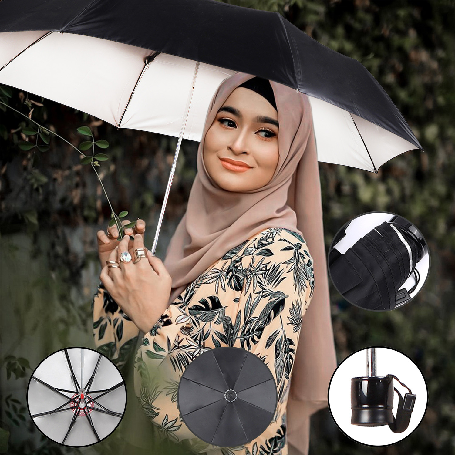 Image of K.C. PAUL & SONS Maharaj 3 fold 23 inch large size umbrella for men & women | 3 fold black Umbrella (Black, Silver)
