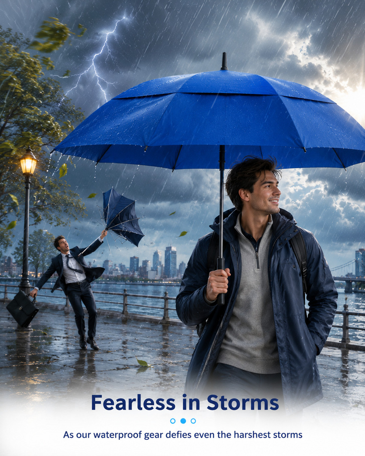 Image of KRUNiQ Windproof Golf Umbrella Waterproof Auto Open Large Double Canopy Umbrella Umbrella