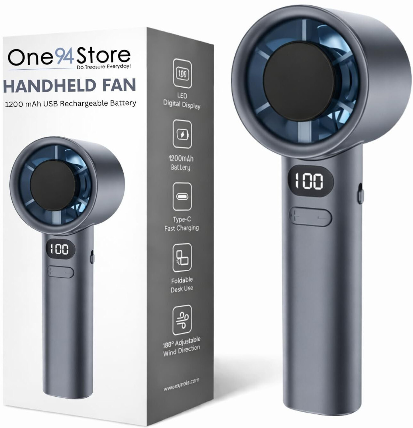Image of TSEL Rechargeable Hand Fan Mini Fan USB Fan Portable Fan with 1200 mAh Battery, 120 High Speed , LED Digital Display, Adjustable Speed Cooling Fan Rechargeable Fan