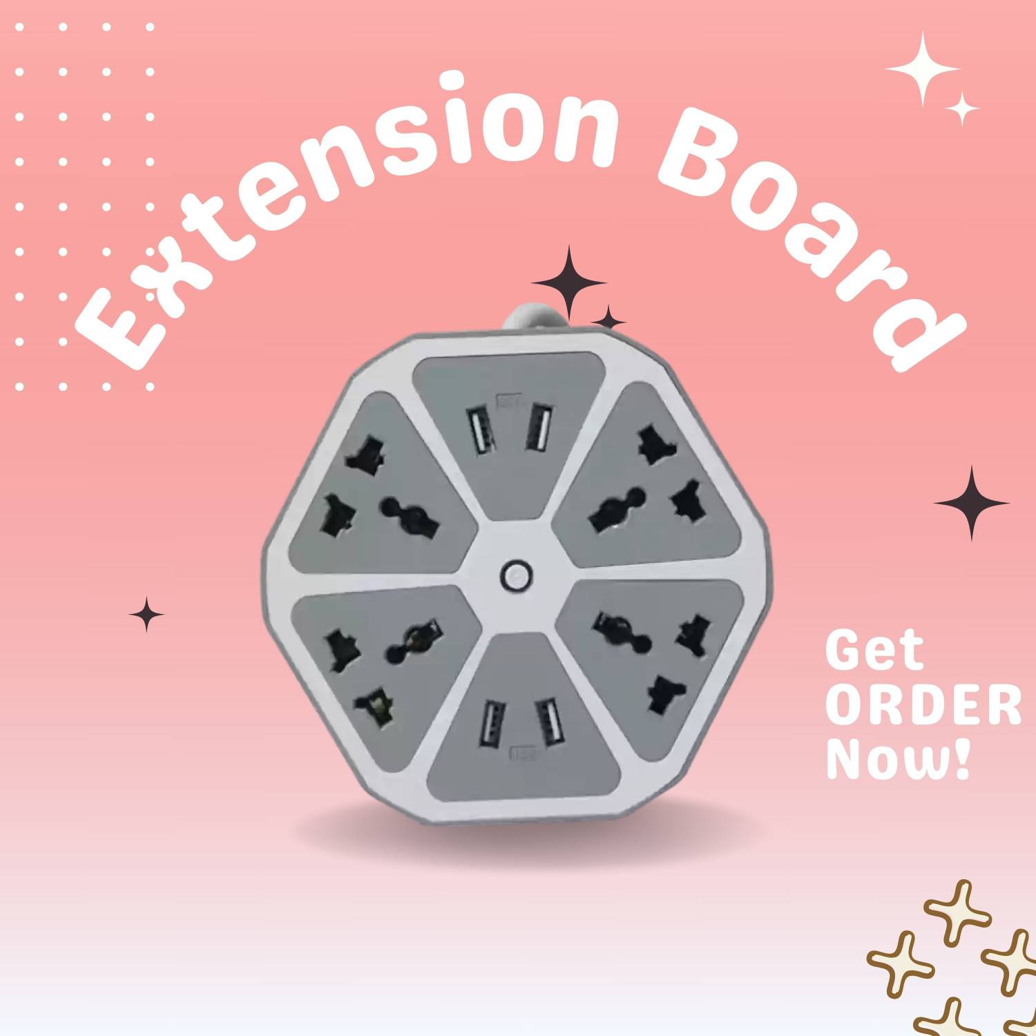 SYARA USB HUB Extension Board Hexagon Electrical Cord Power 4 Socket & 4 USB PortML186 USB HUB Extension Board Hexagon Electrical Cord Power 4 Socket & 4 USB PortML186 USB Hub