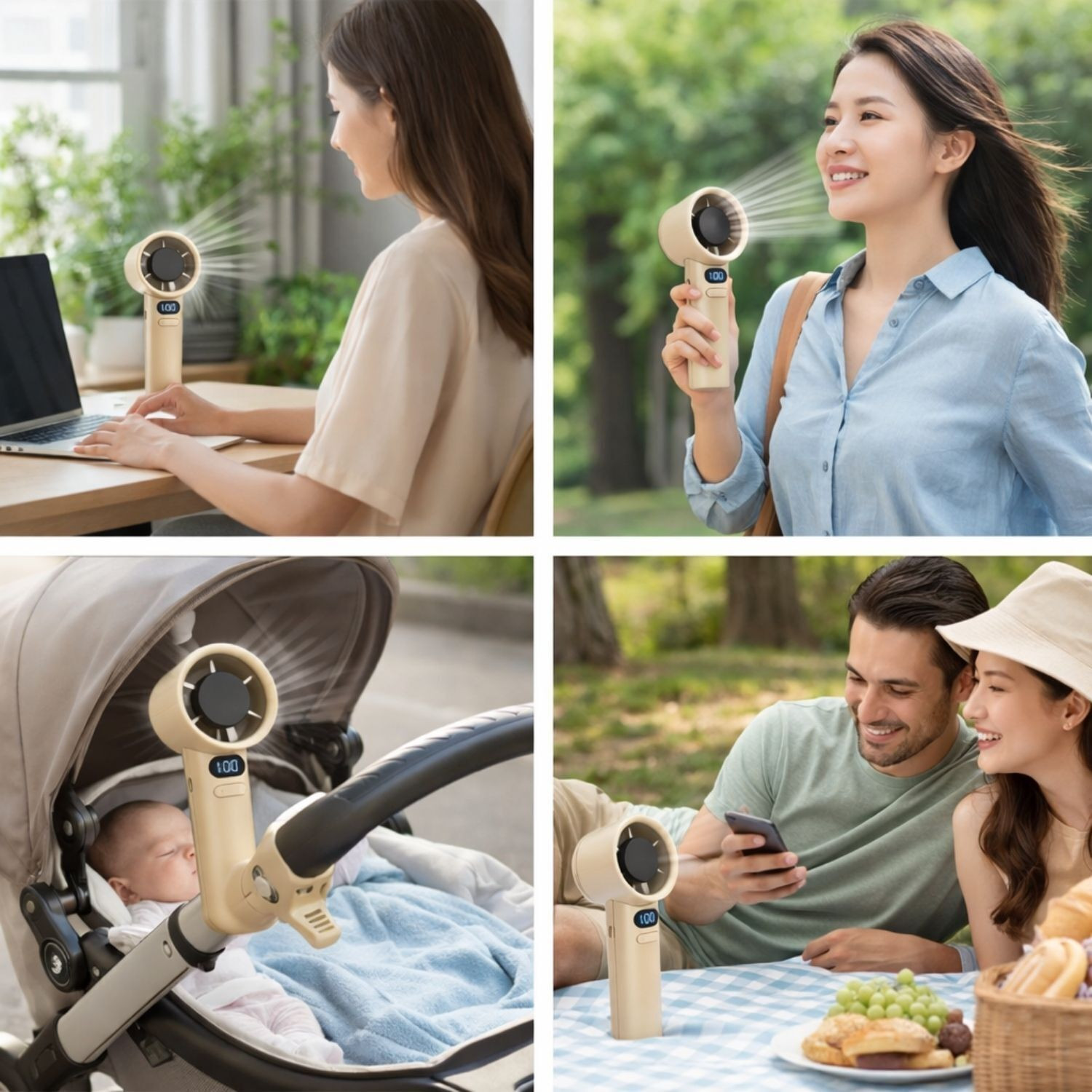Image of One94Store Rechargeable Hand Fan Mini Fan USB Fan Portable Fan with 120 High Speed Levels, LED Digital Display, Adjustable Speed Cooling Fan USB Fan