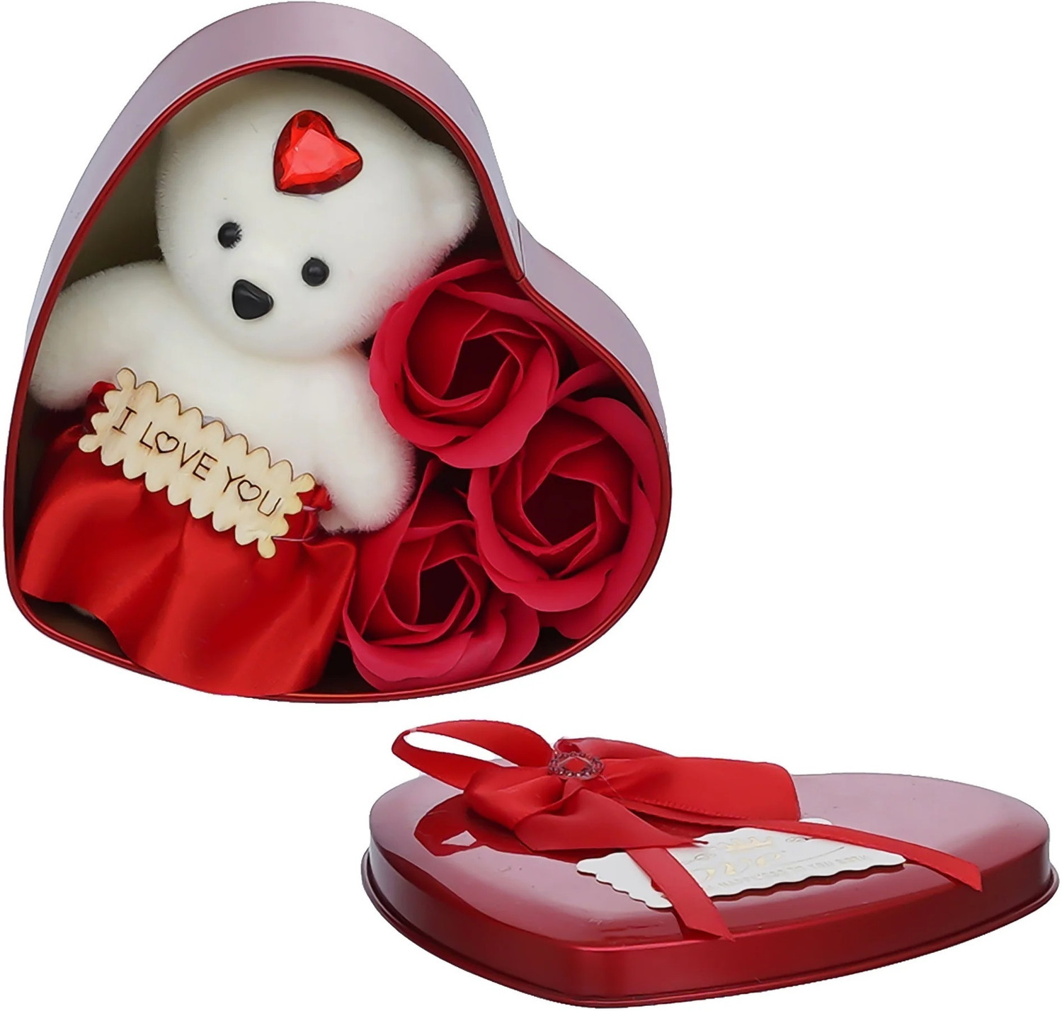 Image of AKSHAJ GIFTS Artificial Flower, Soft Toy, Message Pills Gift Set