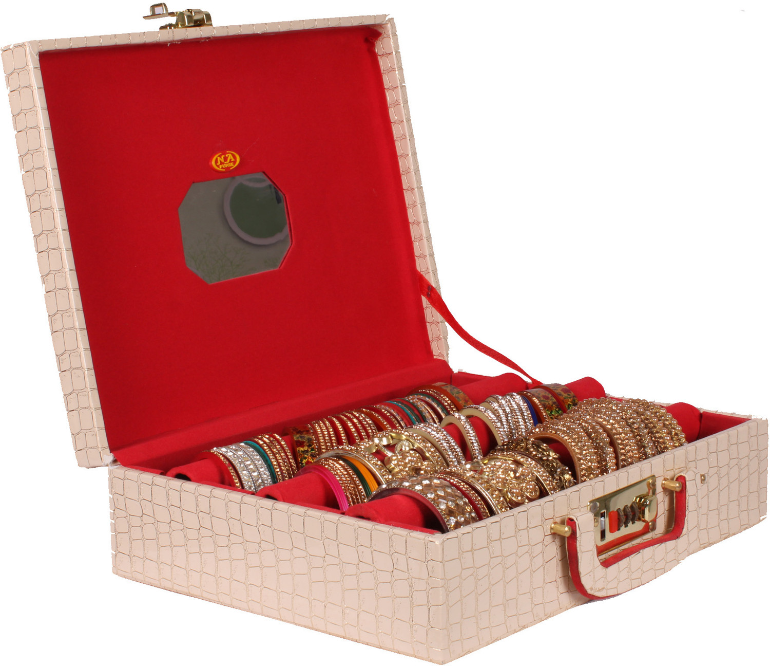 Image of MaaCare Wooden 1 Piece Three Rod Bangle Storage Box with Lock System N A PURSE is a trusted brand for bangle lovers everywhere Vanity Box