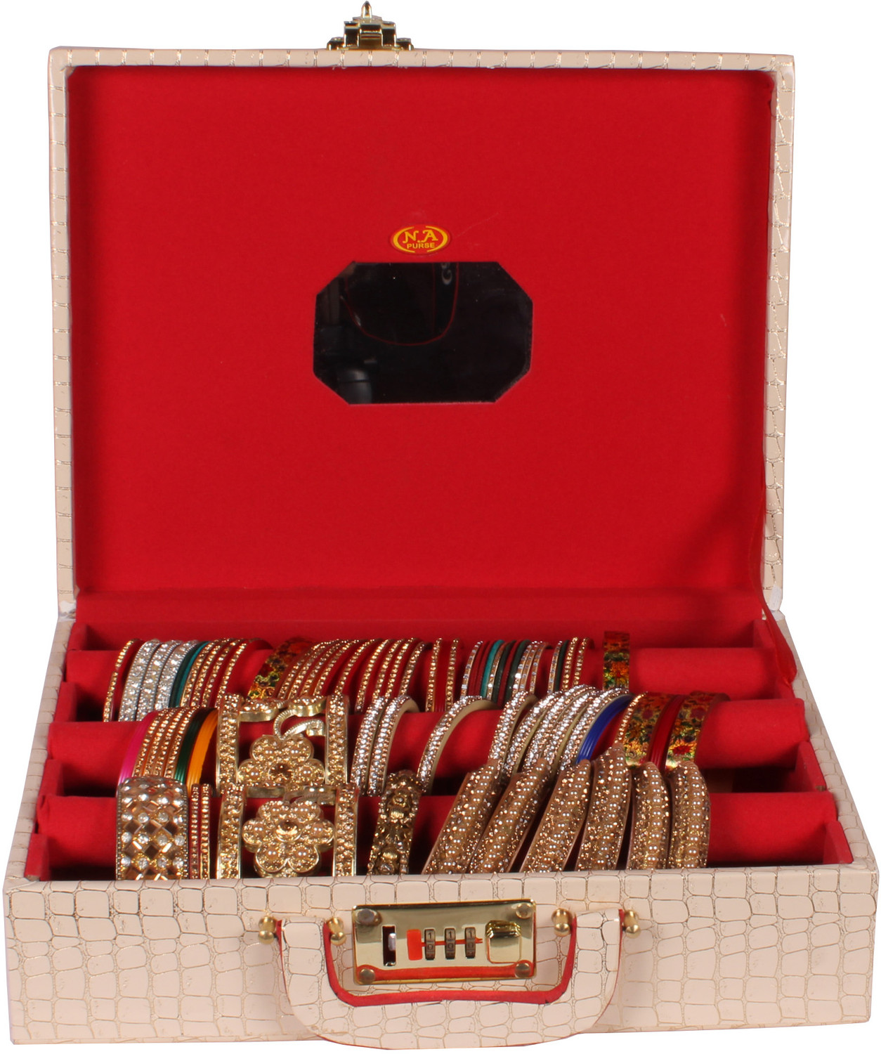 Image of MaaCare Wooden 1 Piece Three Rod Bangle Storage Box with Lock System N A PURSE is a trusted brand for bangle lovers everywhere Vanity Box