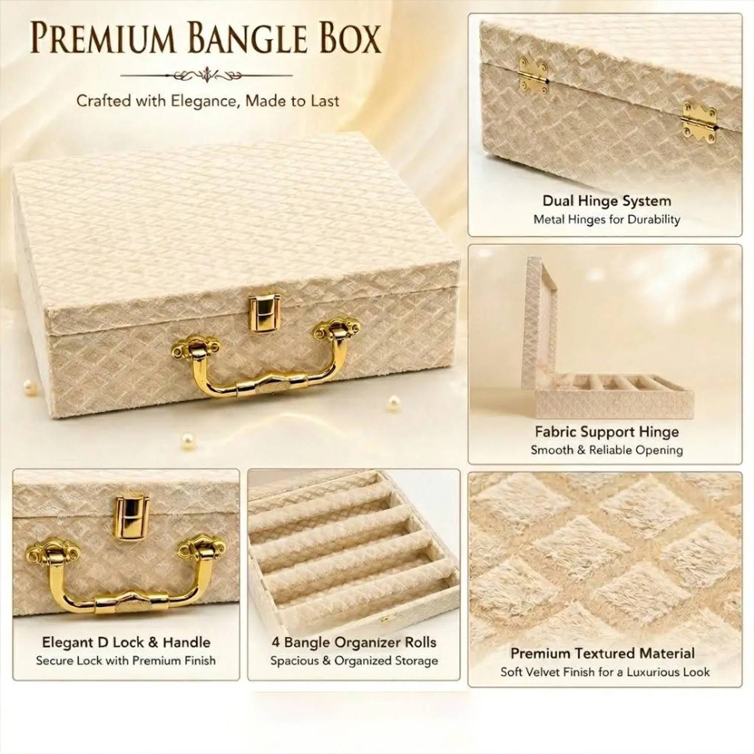 Bubs Spun Velvet Bangle Organizer Box for Women - Image 5