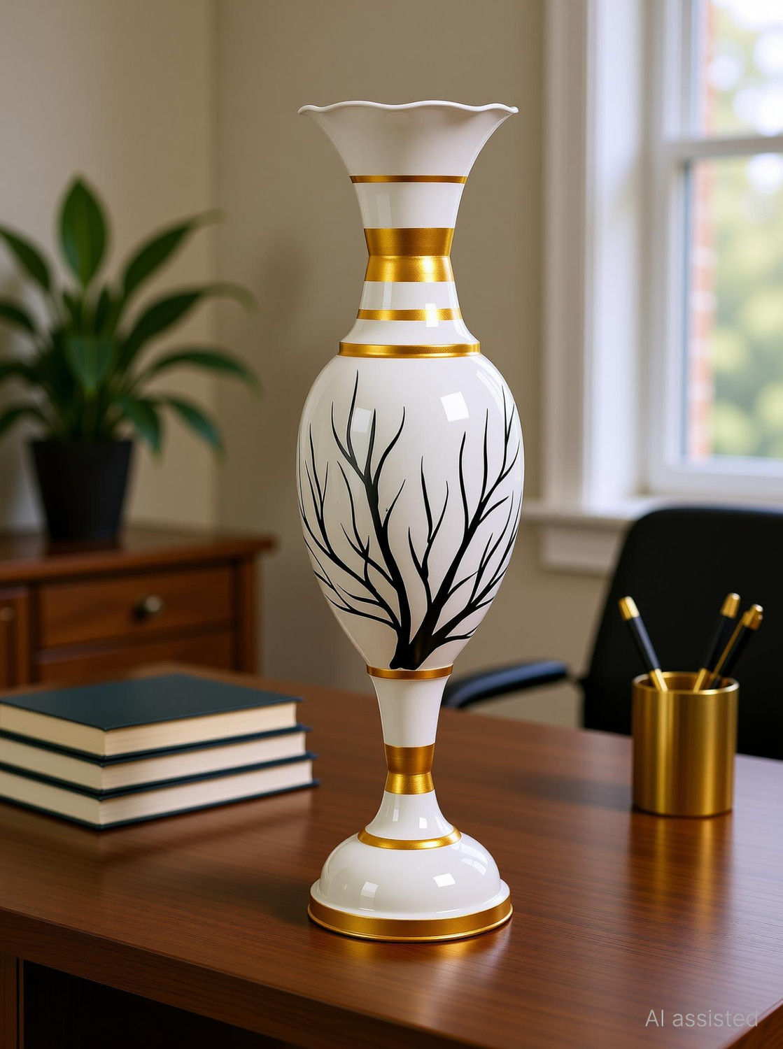 Image of Anabia Flower Vase for Home Decor - Decorative Flower Pot for Living Room & Office Cast Iron Vase