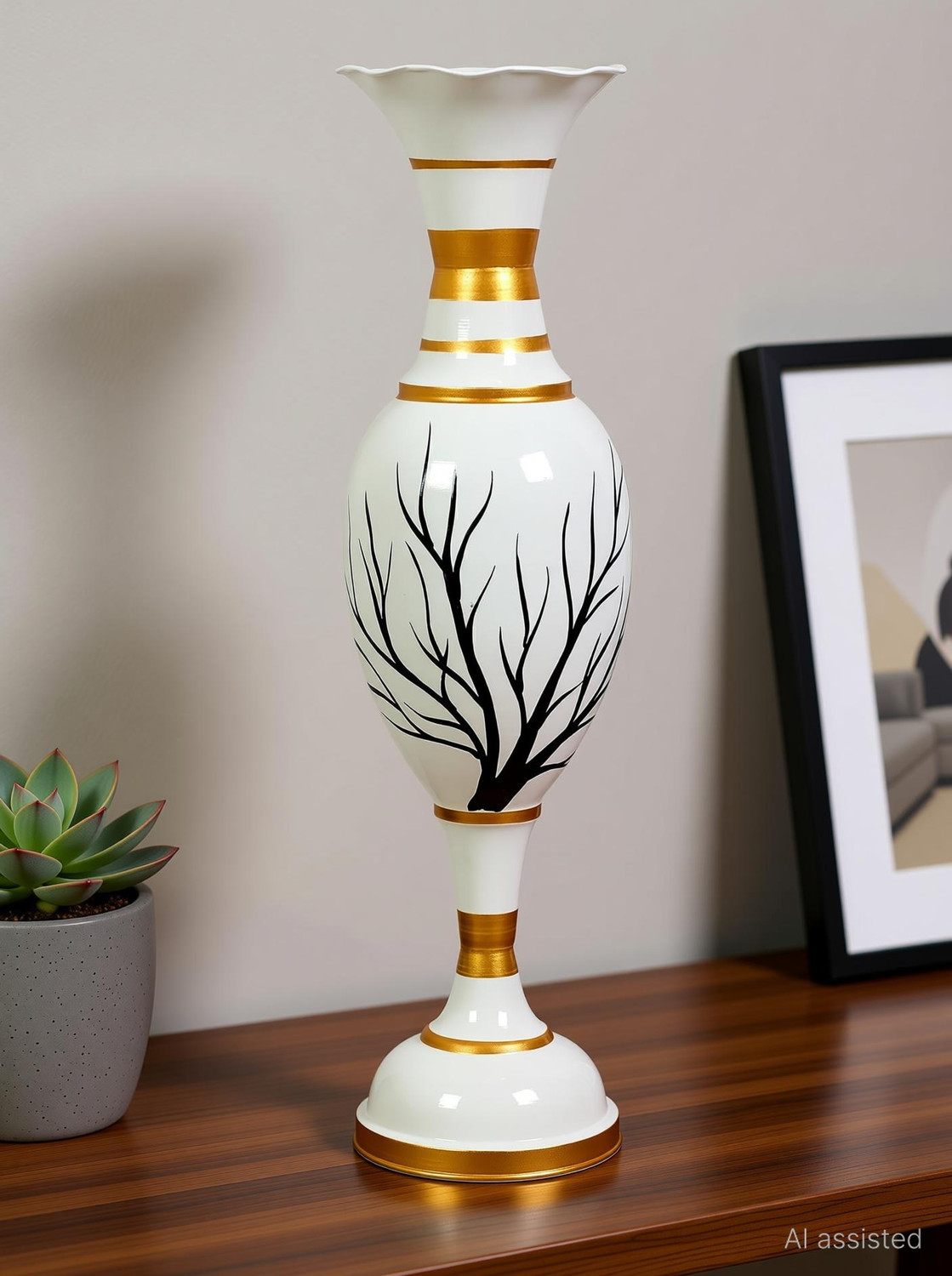 Image of Anabia Flower Vase for Home Decor - Decorative Flower Pot for Living Room & Office Cast Iron Vase