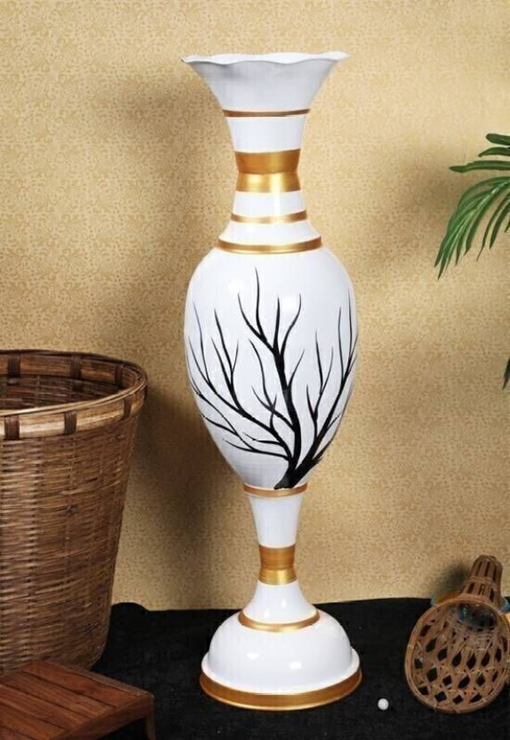 Image of Anabia Flower Vase for Home Decor - Decorative Flower Pot for Living Room & Office Cast Iron Vase