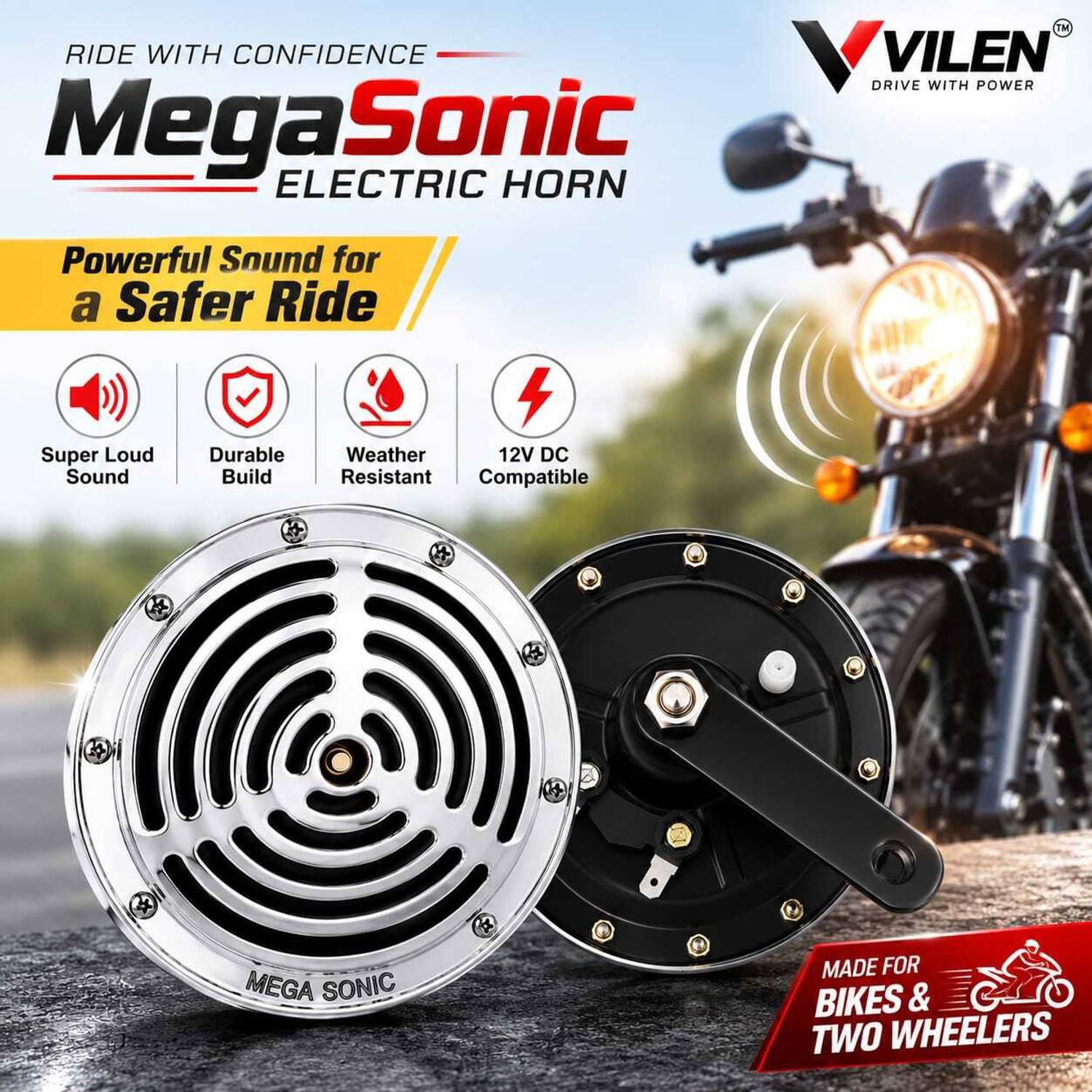 VILEN Universal Horn for Car, Bus, Truck, Bike - Image 2