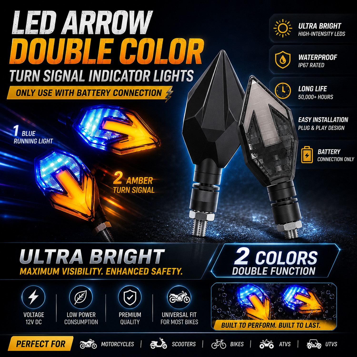 Image of aksmit Side LED Indicator Light for Universal For Bike Universal For Bike