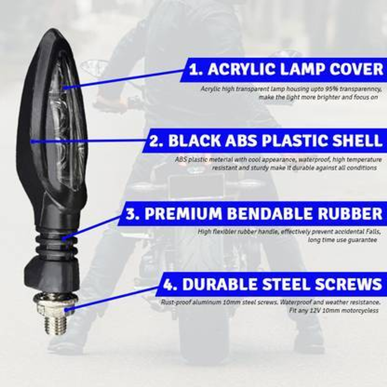 Image of TRYFLY Rear, Side LED Indicator Light for Universal For Bike Universal For Bike