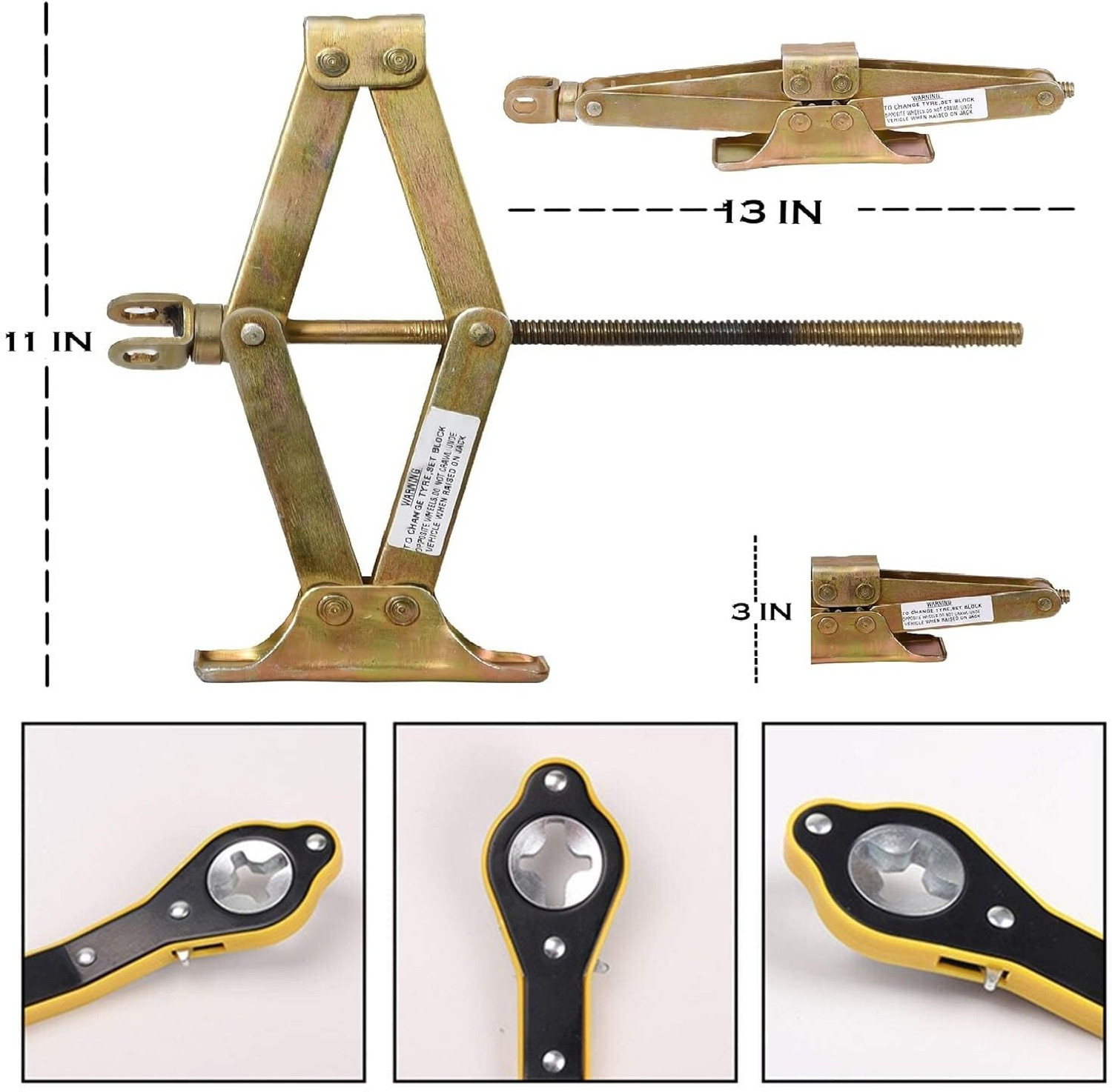 Image of NAVI AUTO Golden 3 Ton Manual Scissor car Jack for All car with Scissor Jack with Ratchet Vehicle Jack