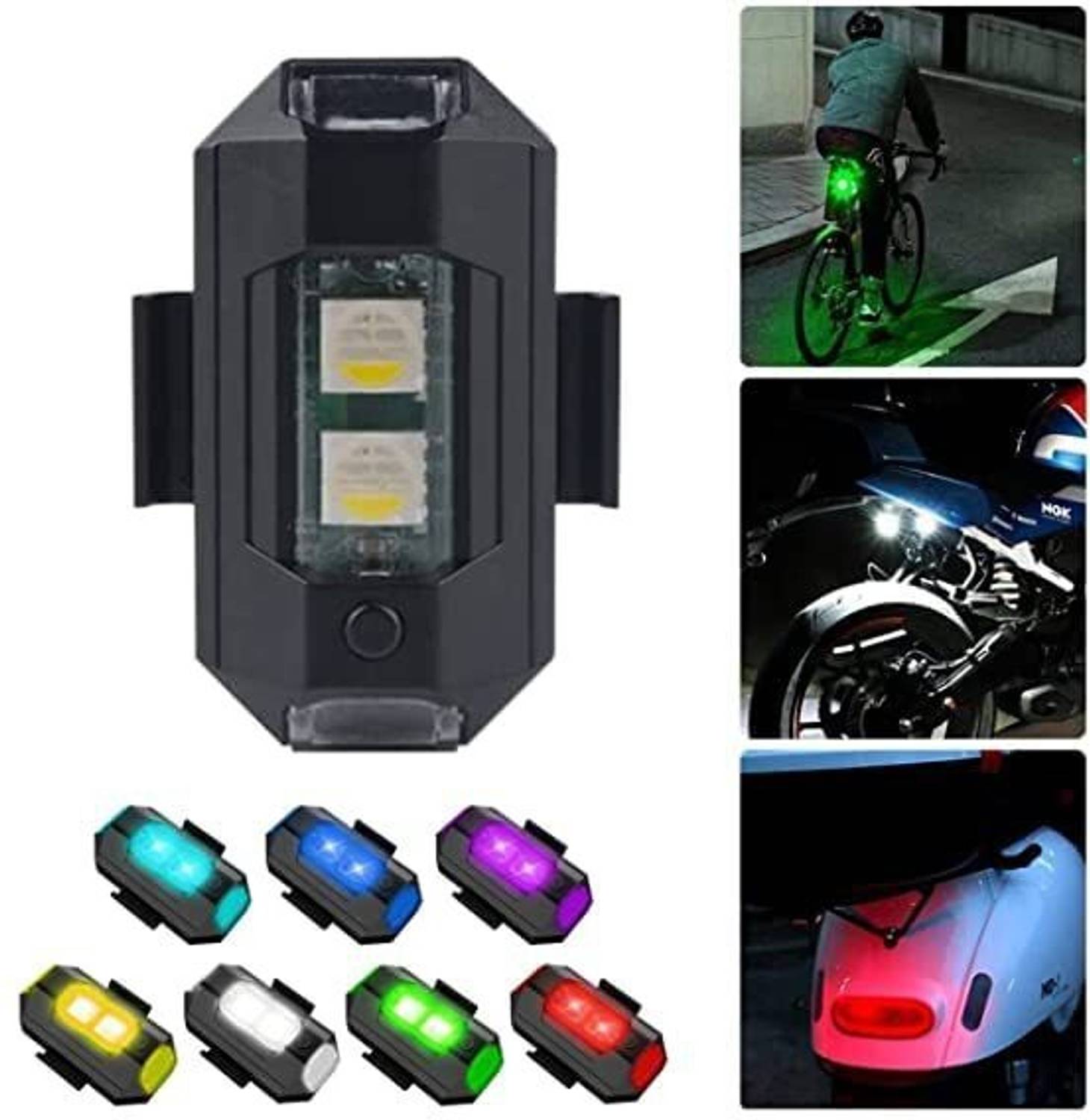 Auto Ryde Blinking Strobe Multicolor Led Light USB Rechargeable Waterproof for Motorbike Interior Light Motorbike, Car LED (12 V, 15 W)