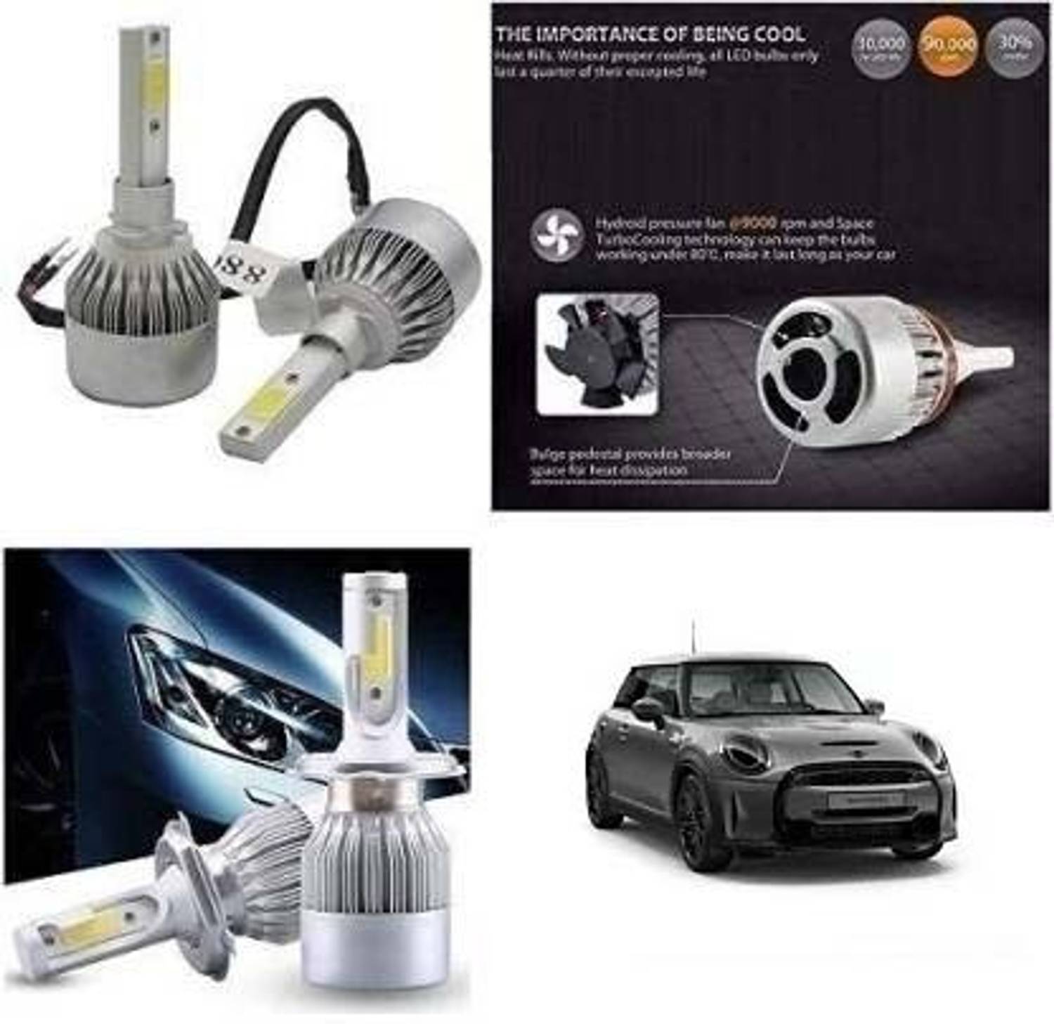 ZULUSTYL C6 H4 Car Led Headlight Bulb 36W LED Conversion Bulb Universal-62 Headlight Car, Motorbike LED (12 V, 72 W)