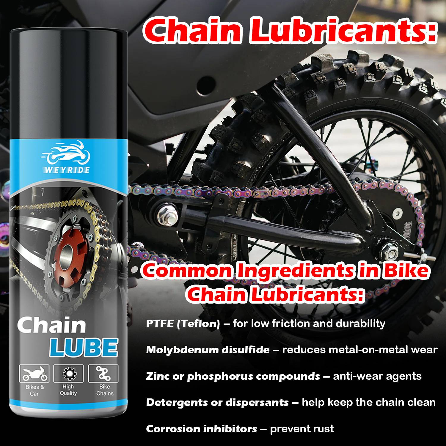 Weyride Bike Chain Cleaner Spray and Lubricant 150ml - Image 4