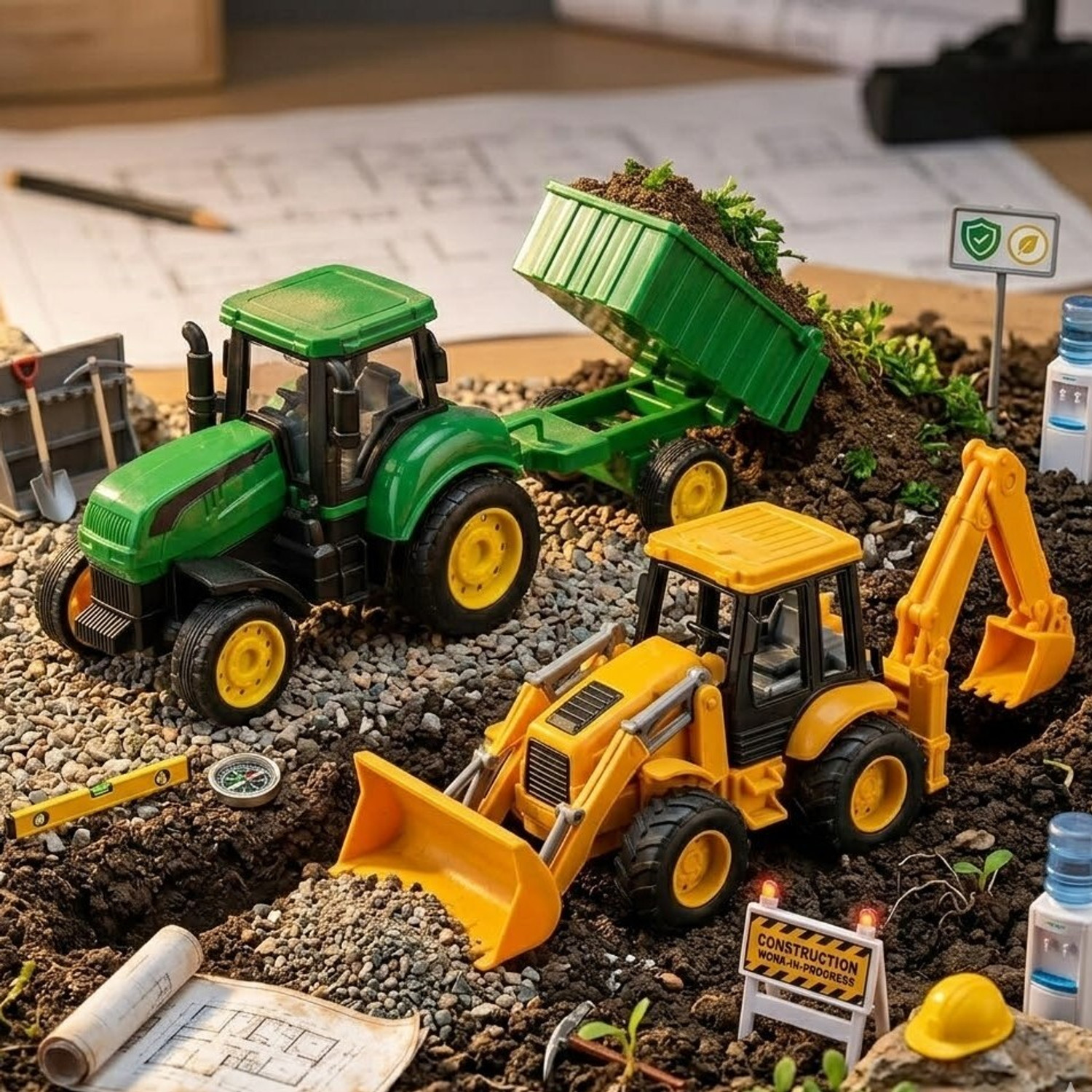 Image of PANDA NEST Tractor Trolley & JCB Toy for Kids |Construction Vehicle Kids Toy Set