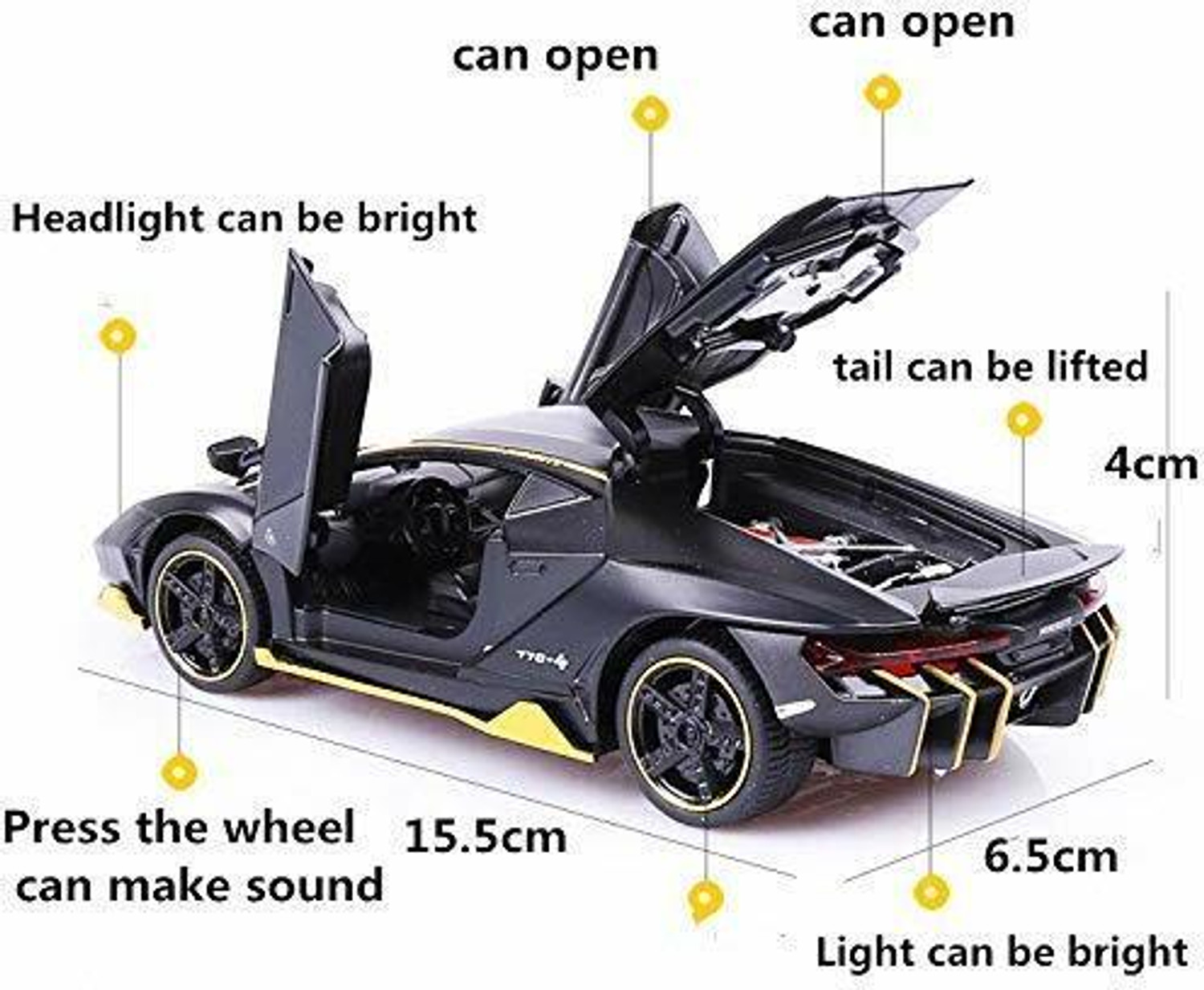 Image of Galactic 1: 32 Alloy Centenario LP 770-4 model Alloy Sports Car Diecast Model Sound and Light Pull Back Cars Toys, Black