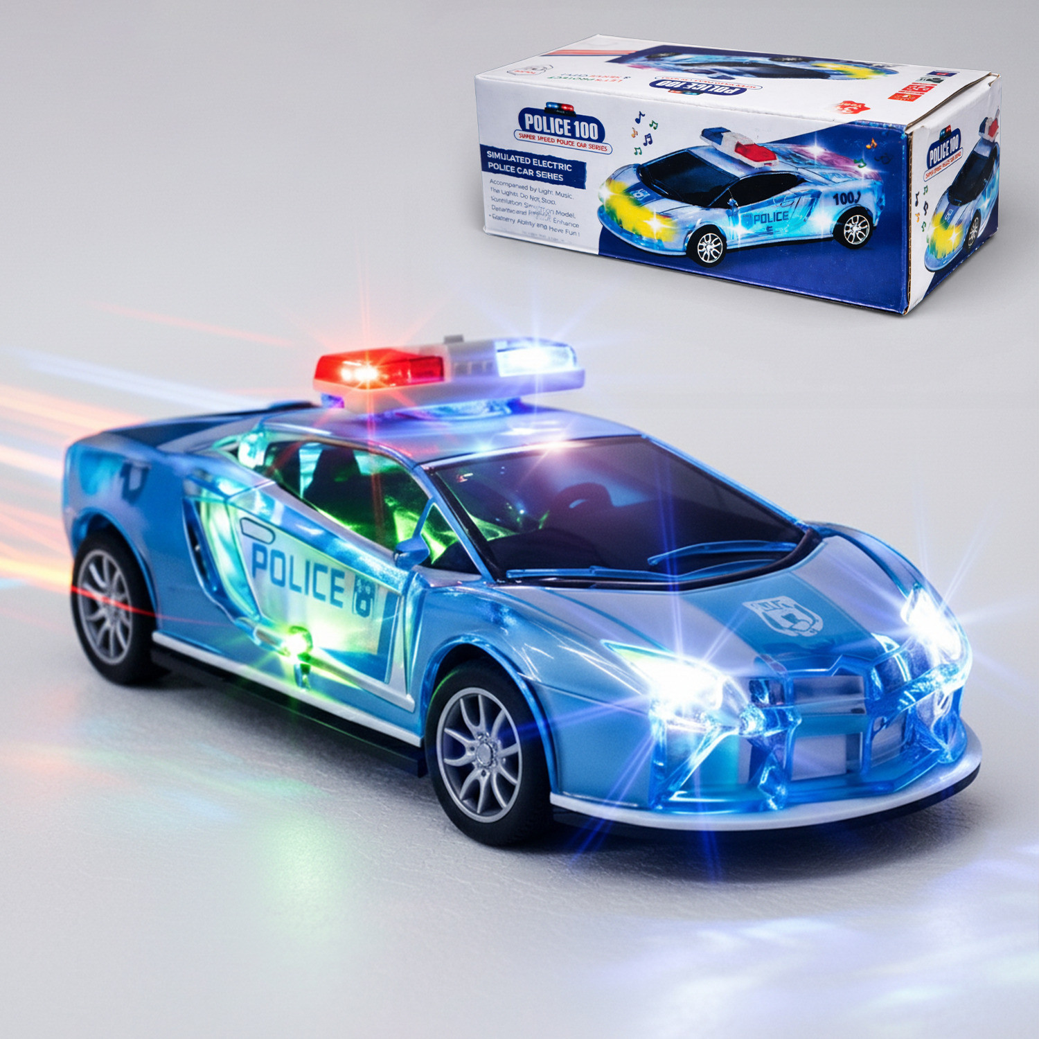 Image of Forbuz Police Car Toy for Kids (4+ Years) with Flashing Lights