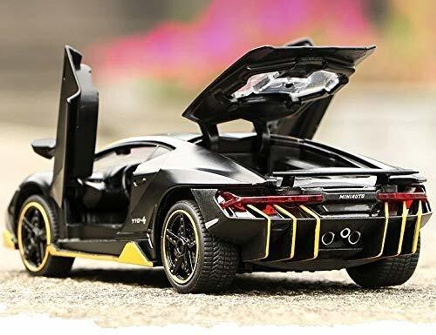 Image of Galactic 1: 32 Alloy Centenario LP 770-4 model Alloy Sports Car Diecast Model Sound and Light Pull Back Cars Toys, Black