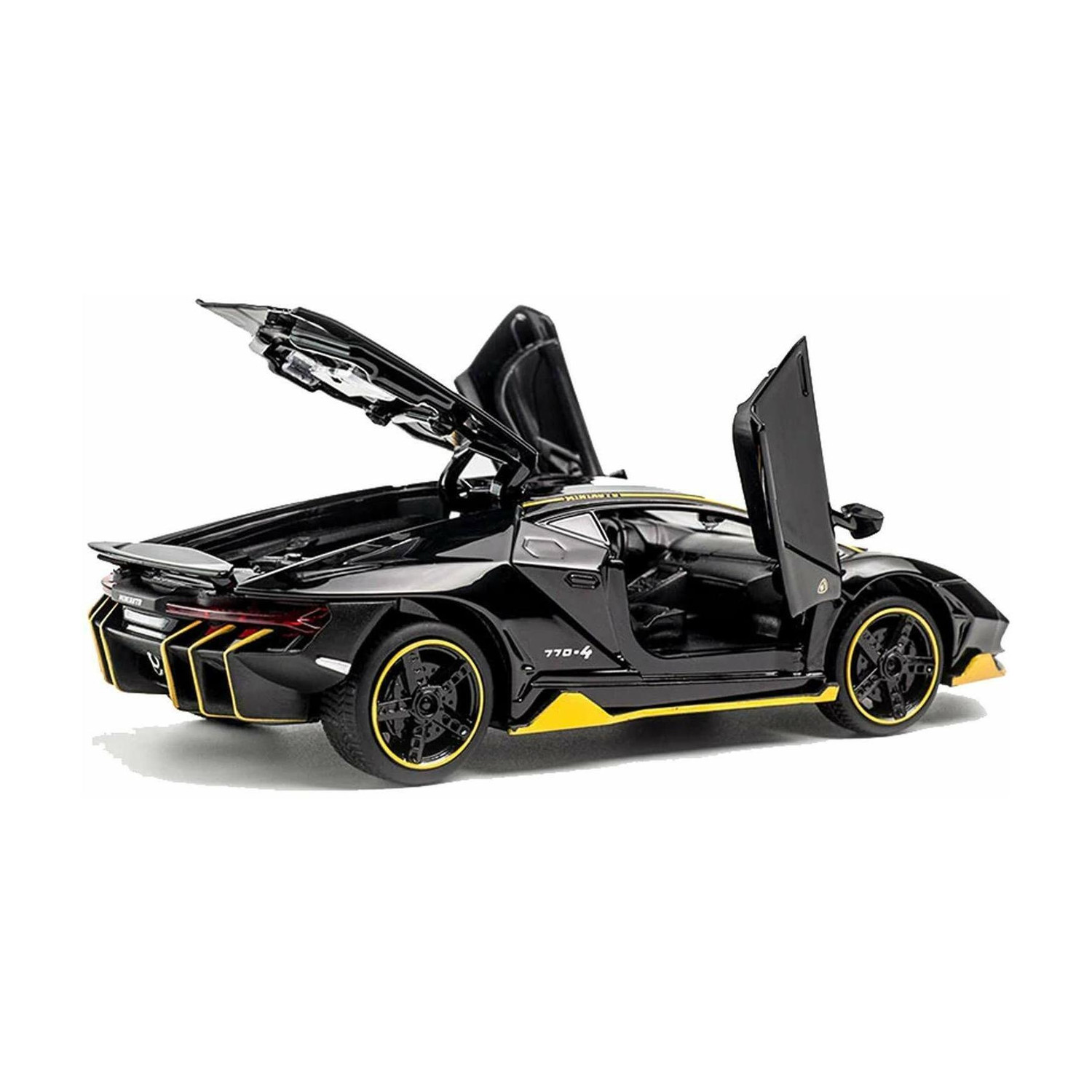 Image of Galactic 1: 32 Alloy Centenario LP 770-4 model Alloy Sports Car Diecast Model Sound and Light Pull Back Cars Toys, Black