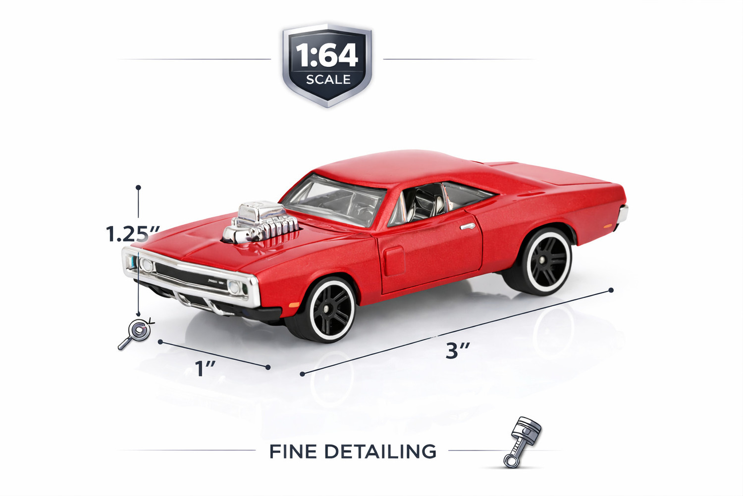 Image of Glenston FF7 1:64 Die Cast Metal Toy Car | Premium Mini Muscle Car | Pull Back Action