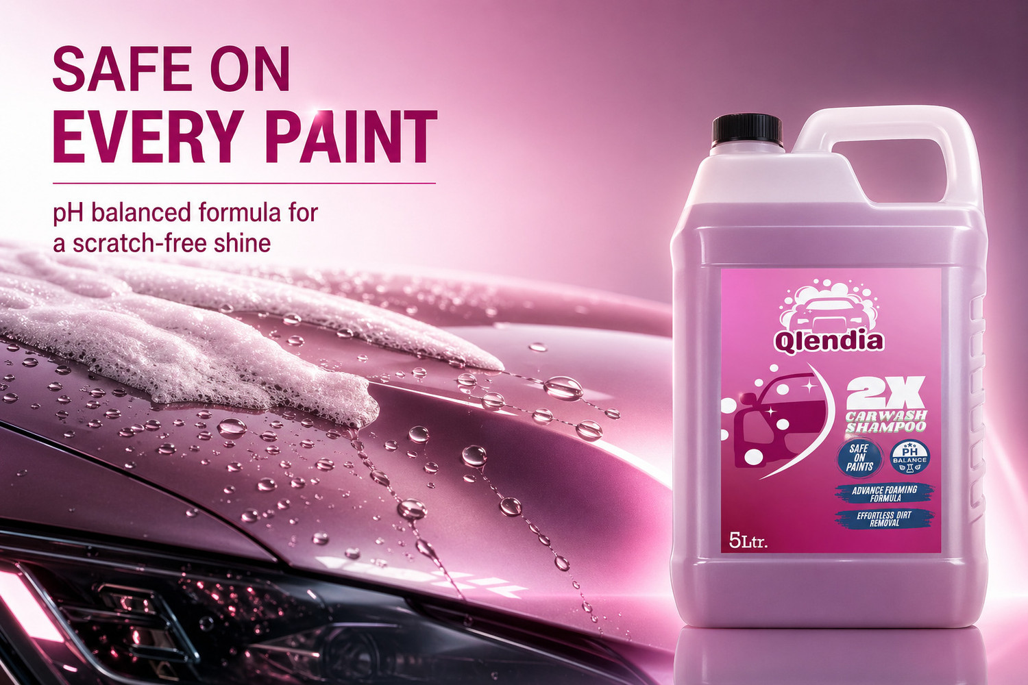 Image of Qlendia High Foam Car Wash Shampoo 5Liter | Shiny & Clean Finish Car Washing Liquid
