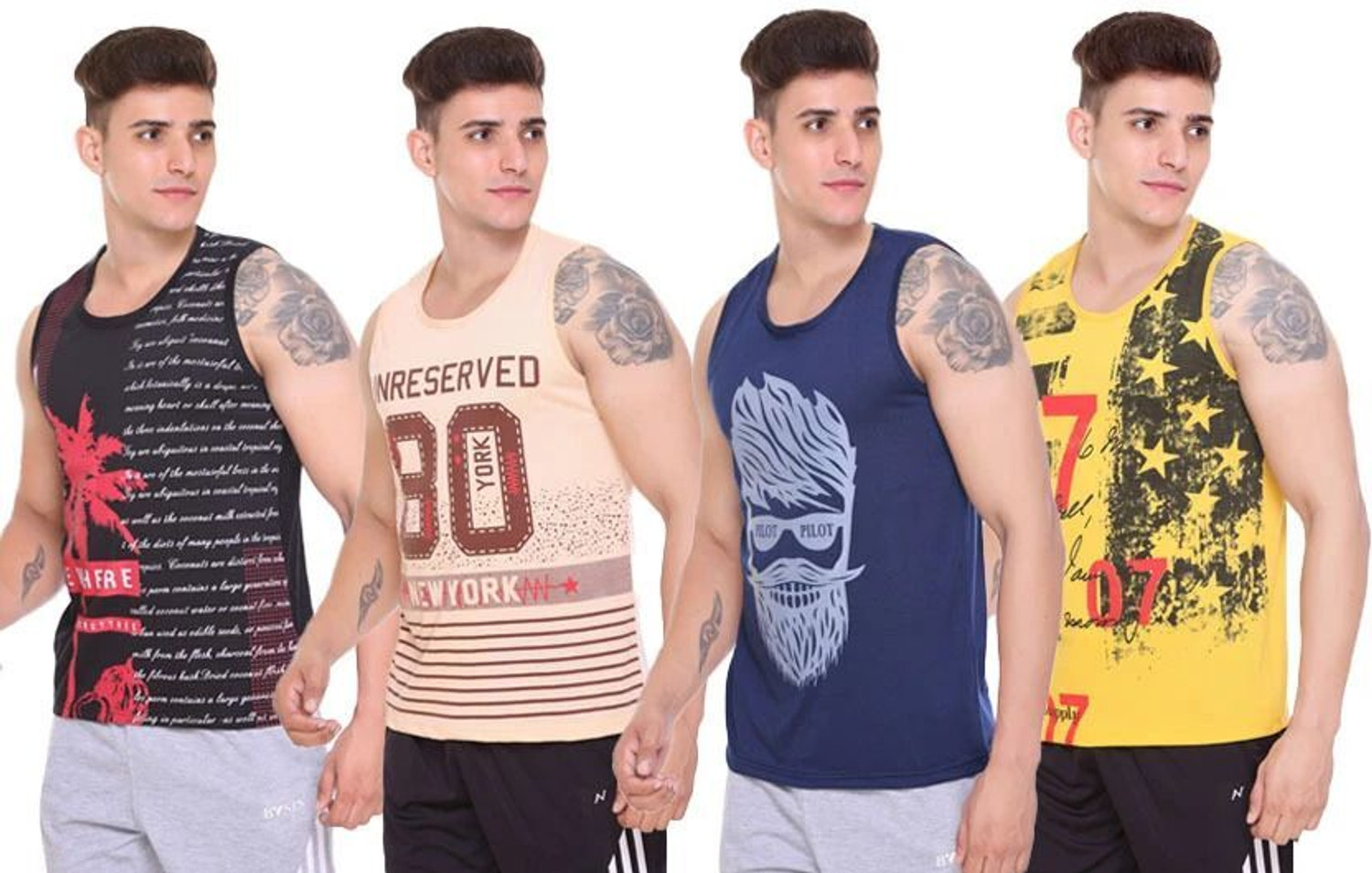 Image of Keshavi Cotton Blend Fabric Gym Vest