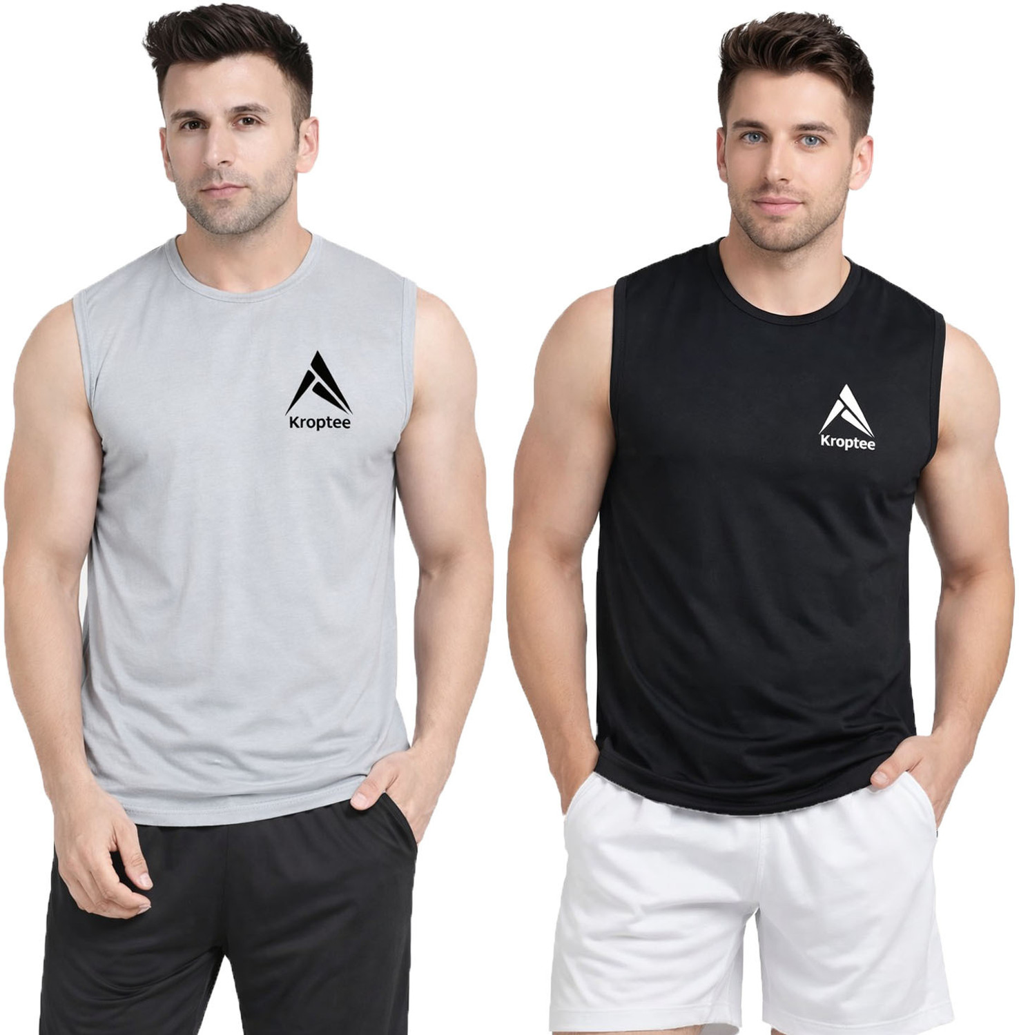 Image of Kroptee Pack of 2 Cotton Blend Gym Vest For Men Pack of 2 Men Vest
