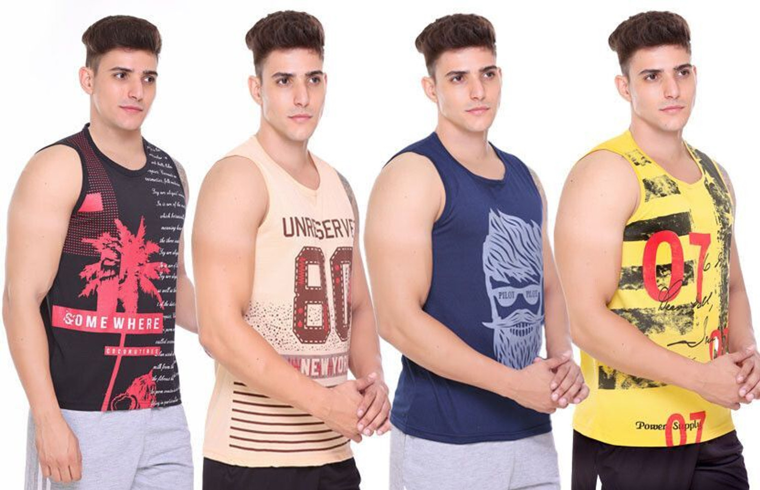 Image of Keshavi Cotton Blend Fabric Gym Vest