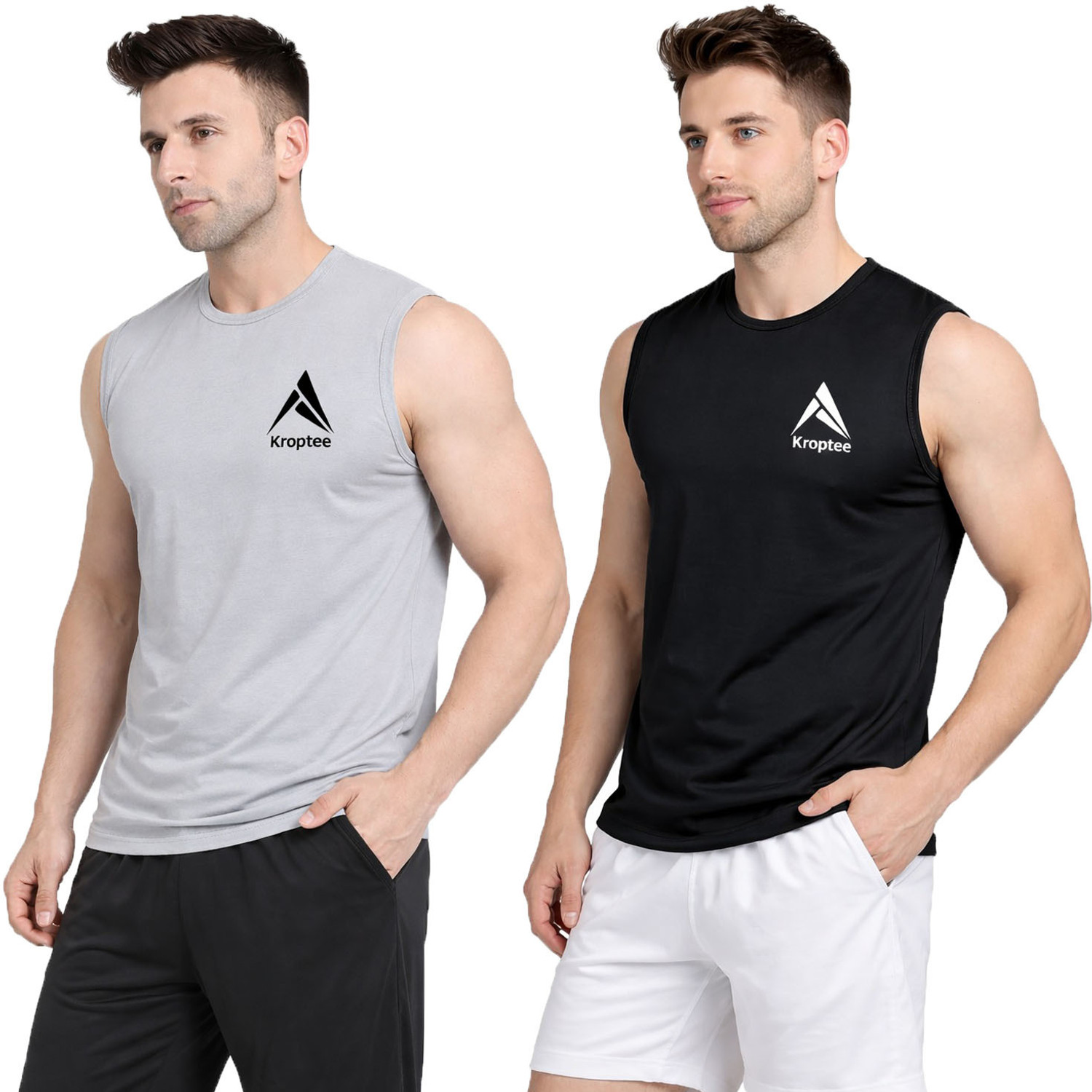 Image of Kroptee Pack of 2 Cotton Blend Gym Vest For Men Pack of 2 Men Vest