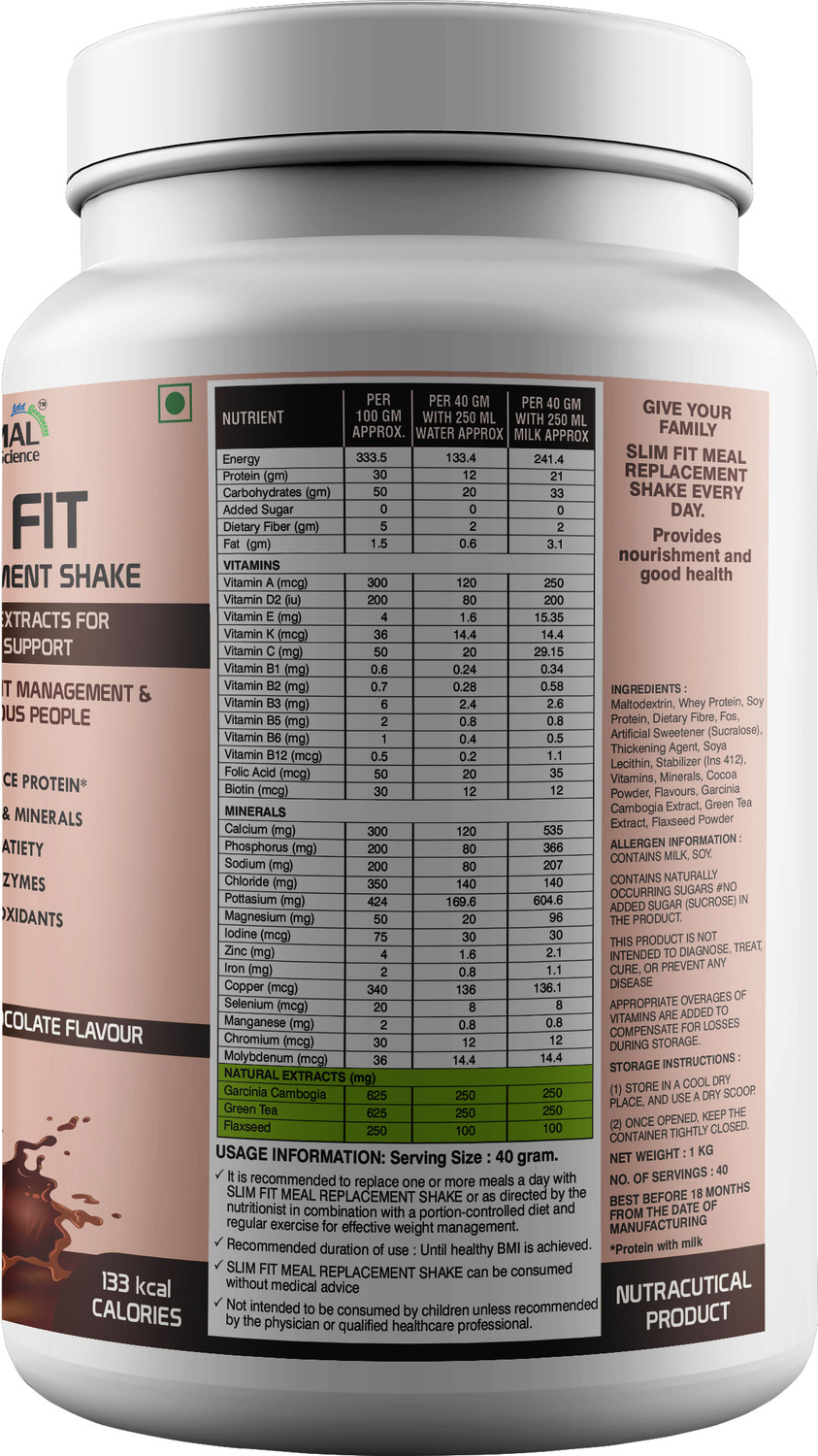 Image of PRIMAL HEALTH SCIENCE Slim Fit Protein Shake for Weight Loss | Low Fat Healthy Meal Replacement Powder Protein Shake