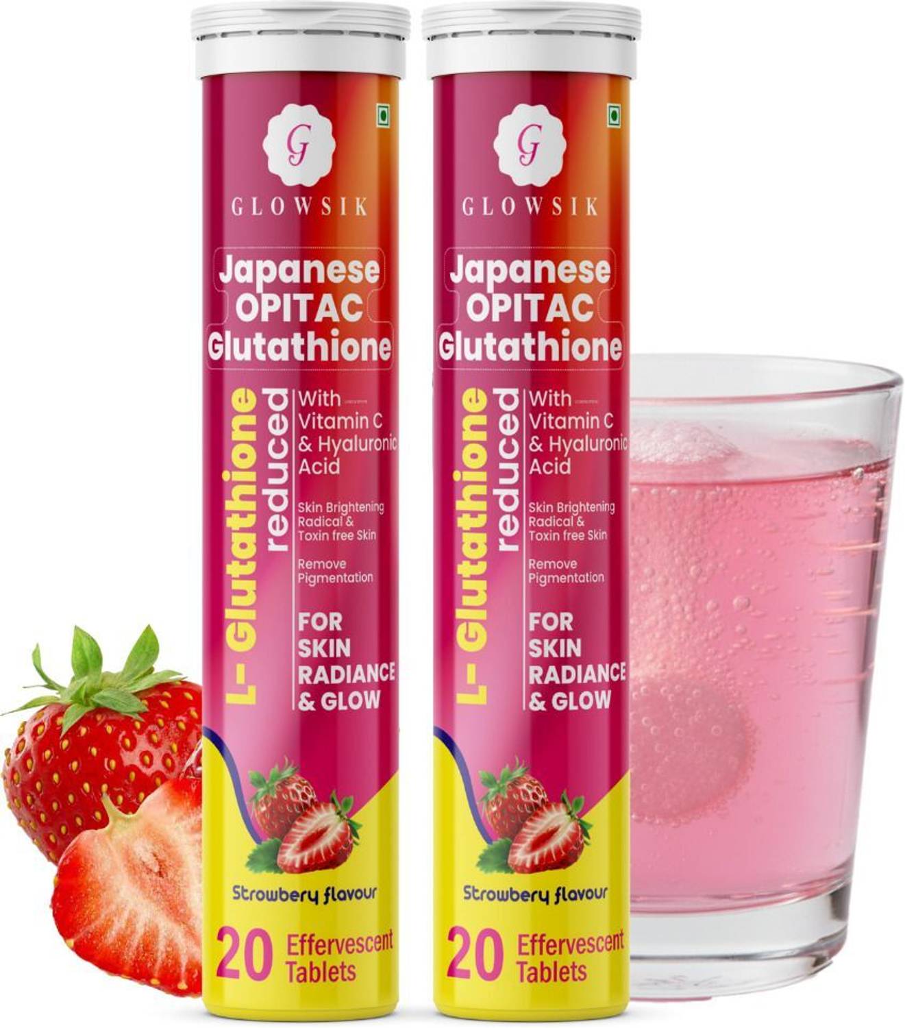 G GLOWSIK -600mg Japanese Opitac L-Glutathione Effervescent Tablet for  Clear & Bright Skin Price in India
