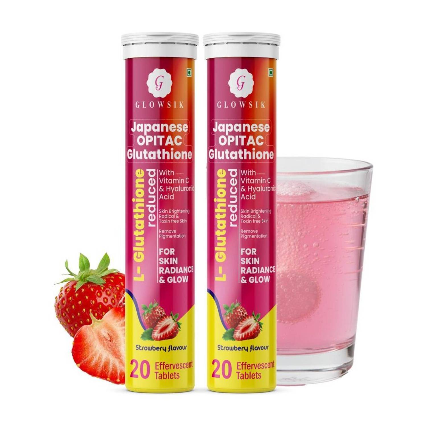 G GLOWSIK -600mg Japanese Opitac L-Glutathione Effervescent Tablet for Clear & Bright Skin Price in India