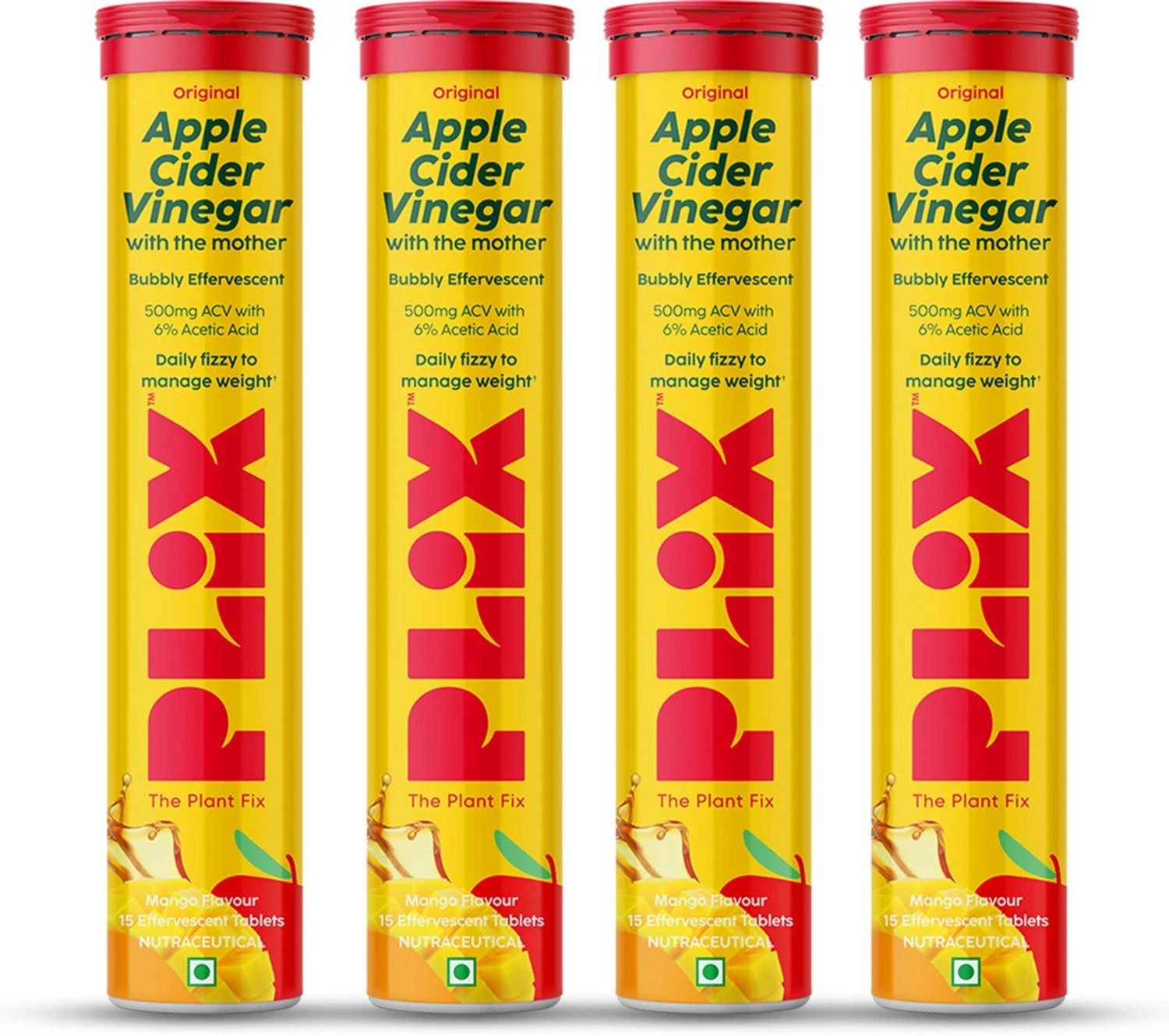 Image of The Plant Fix Plix Apple Cider Vinegar 15 Effervescent Tablet with mother Mango