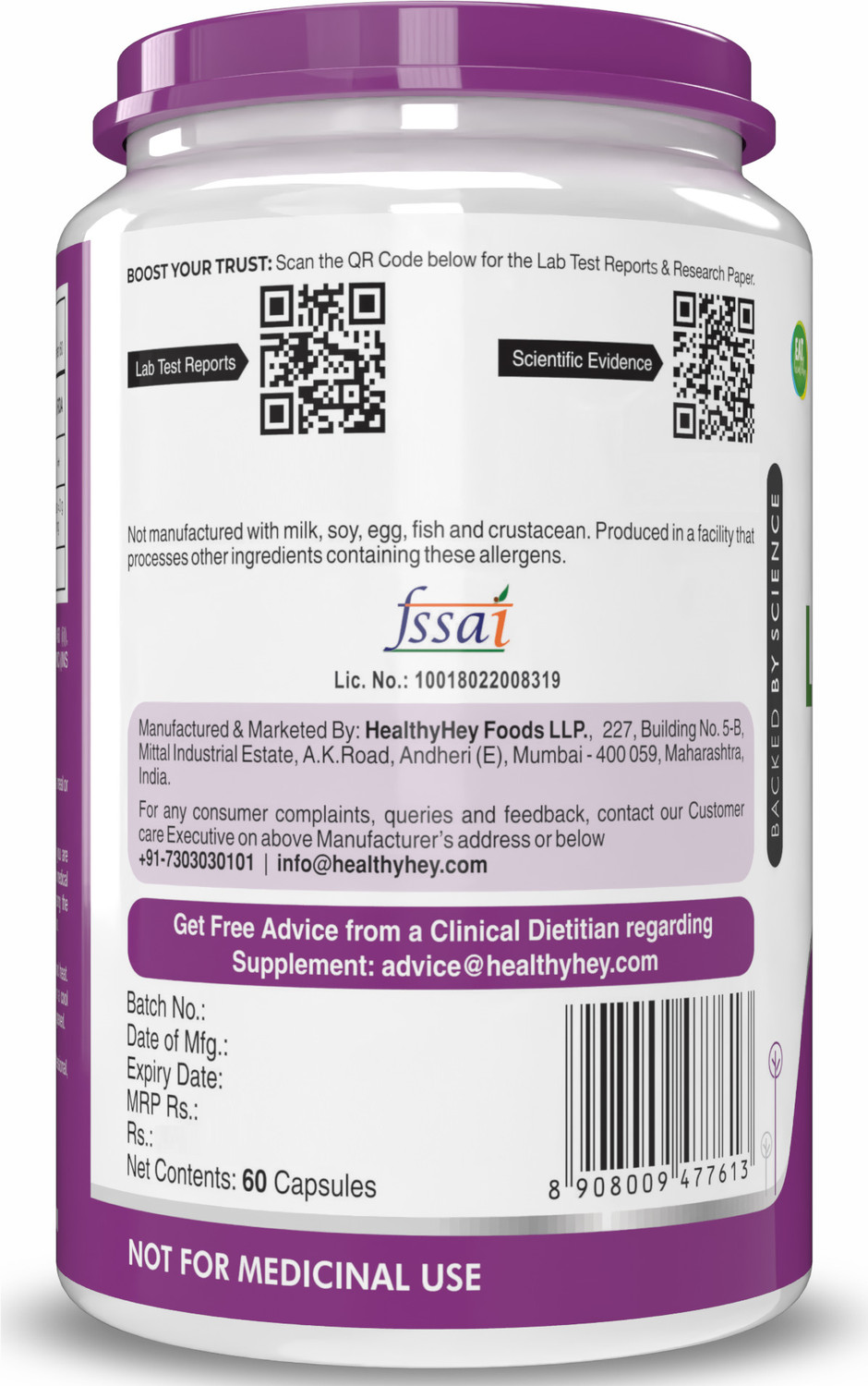 Image of HealthyHey Nutrition Acetyl L-Carnitine (ALCAR) - Veg Capsules