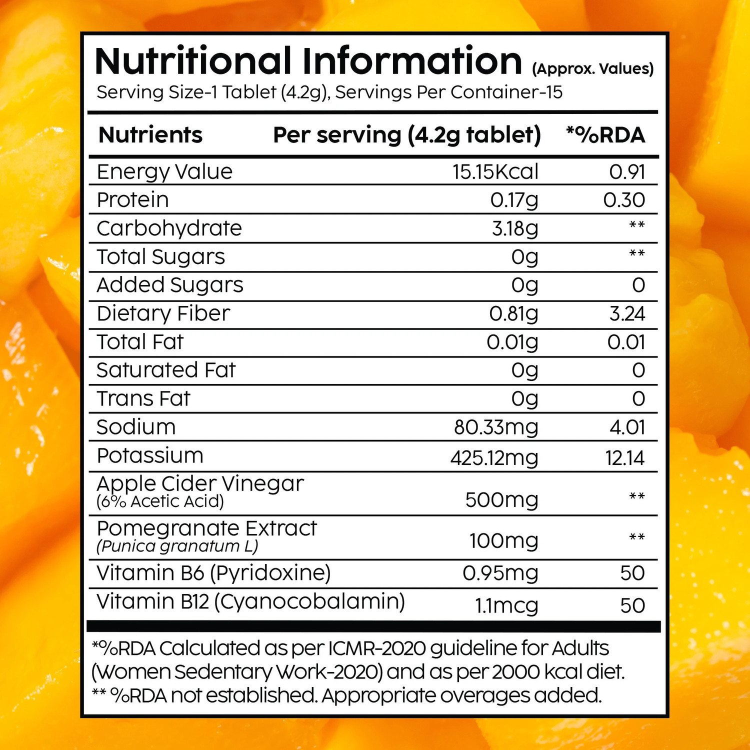 Image of The Plant Fix Plix Apple Cider Vinegar 15 Effervescent Tablet with mother Mango