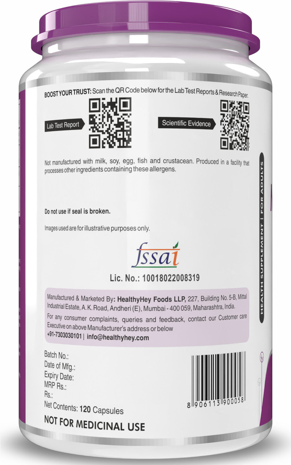 Image of HealthyHey Nutrition Magnesium Citrate - Vegetable Capsules