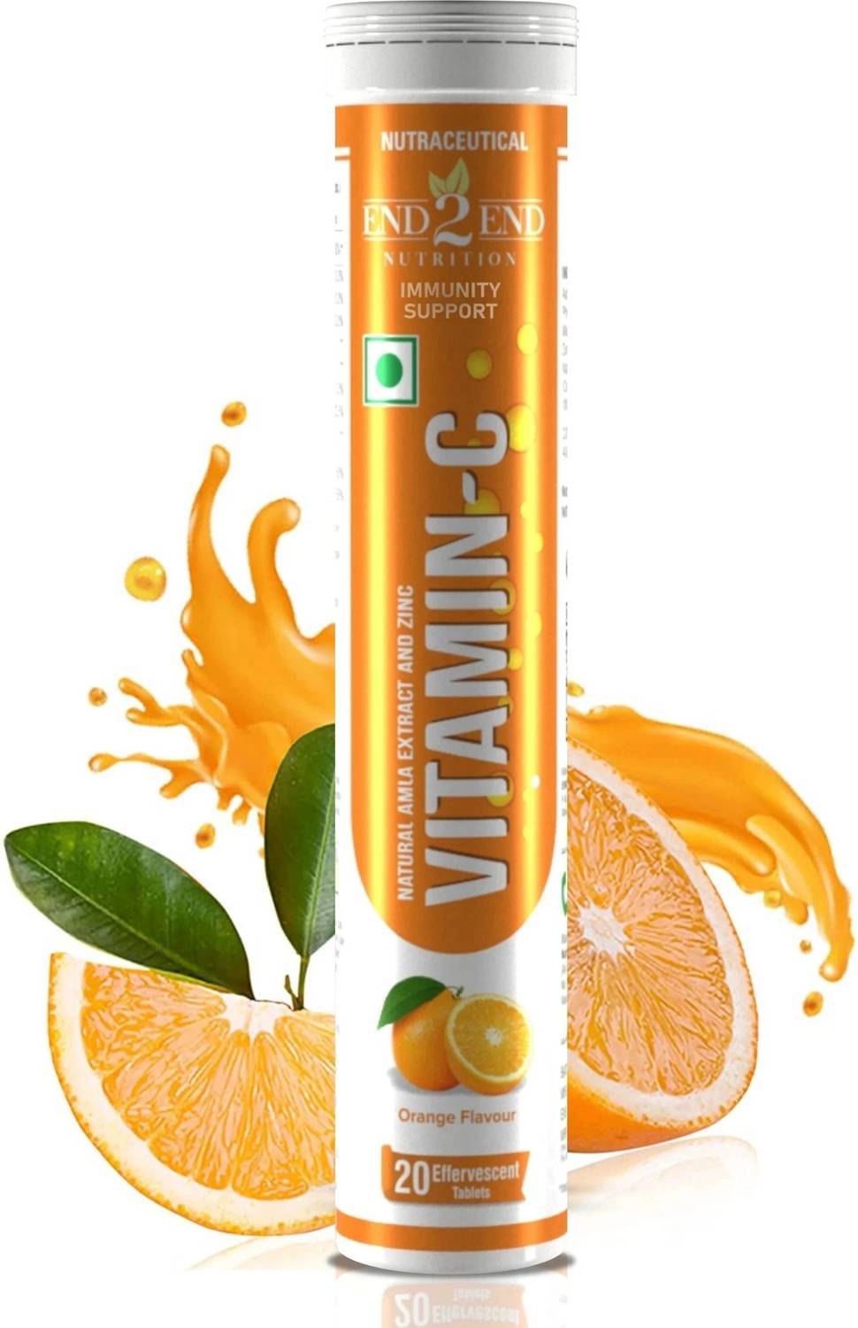 End2End Nutrition Natural Amla Vitamin C 1000mg Zinc 10 mg Effervescent