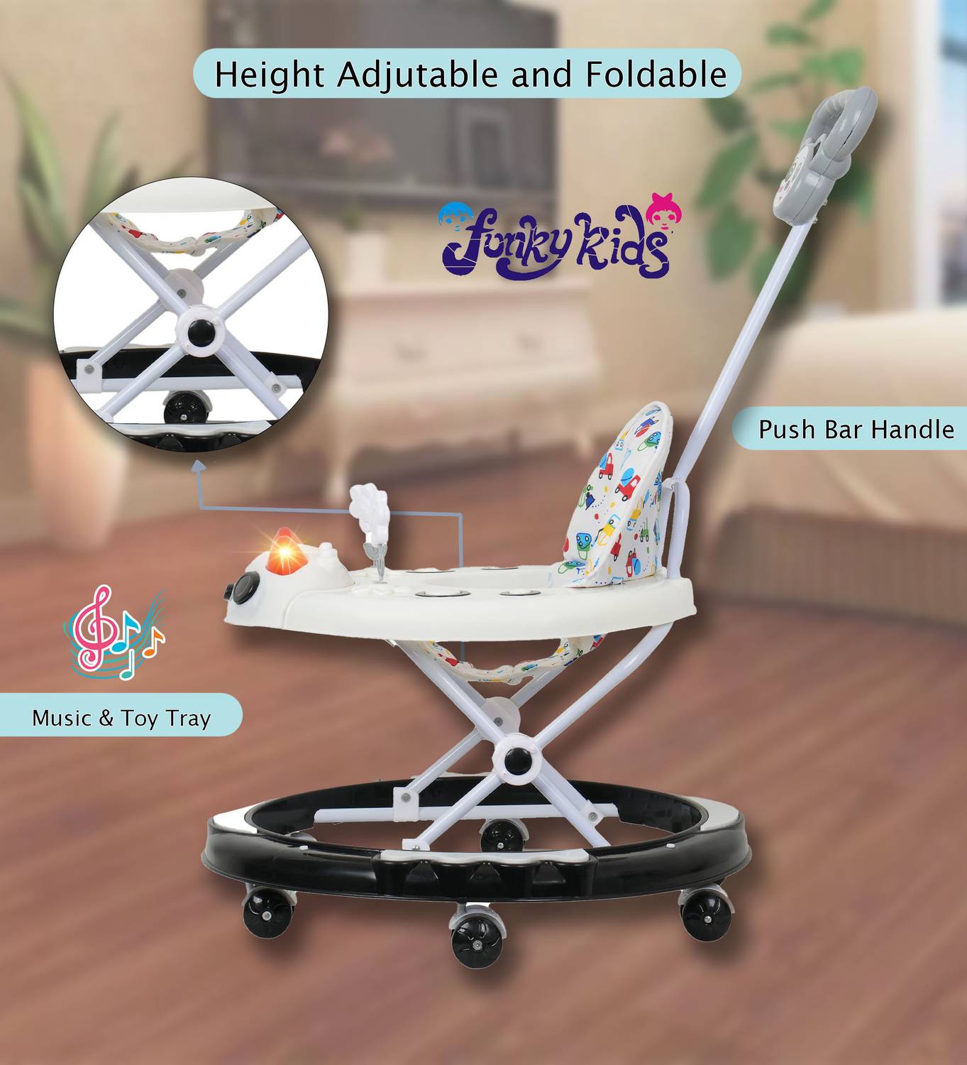 Funky Kids Musical Activity Walker With Parent Rod