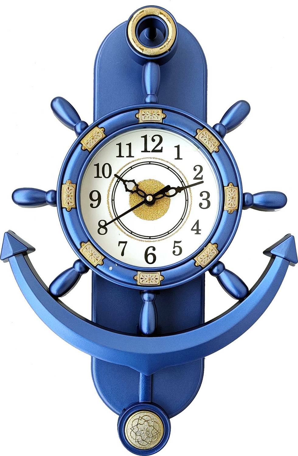 Factorywala Analog 40 cm X 30 cm Wall Clock (Blue, With Glass, Pe