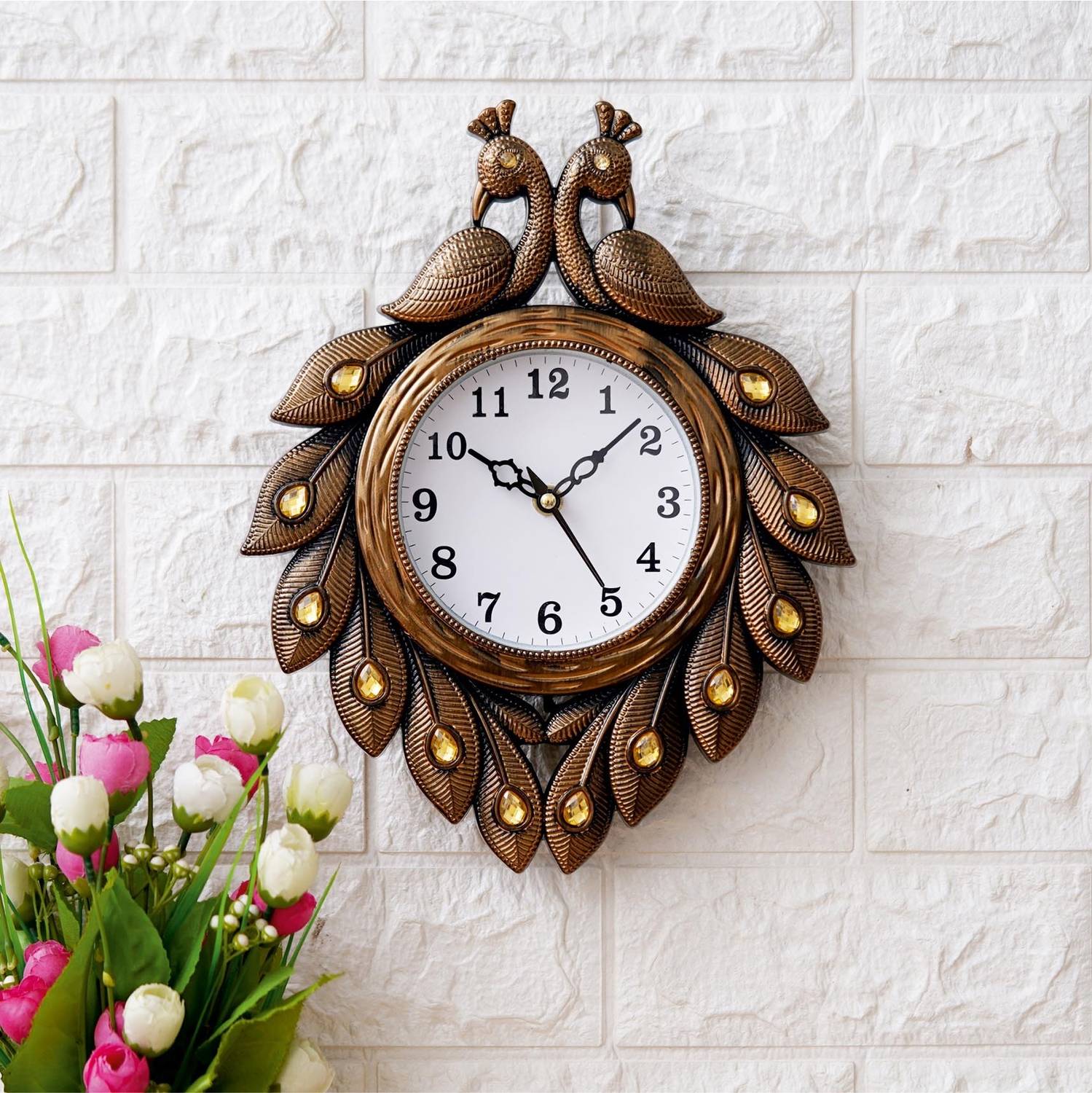 DivineCrafts 31cm x 24cm Orange Wall Clock - Image 1