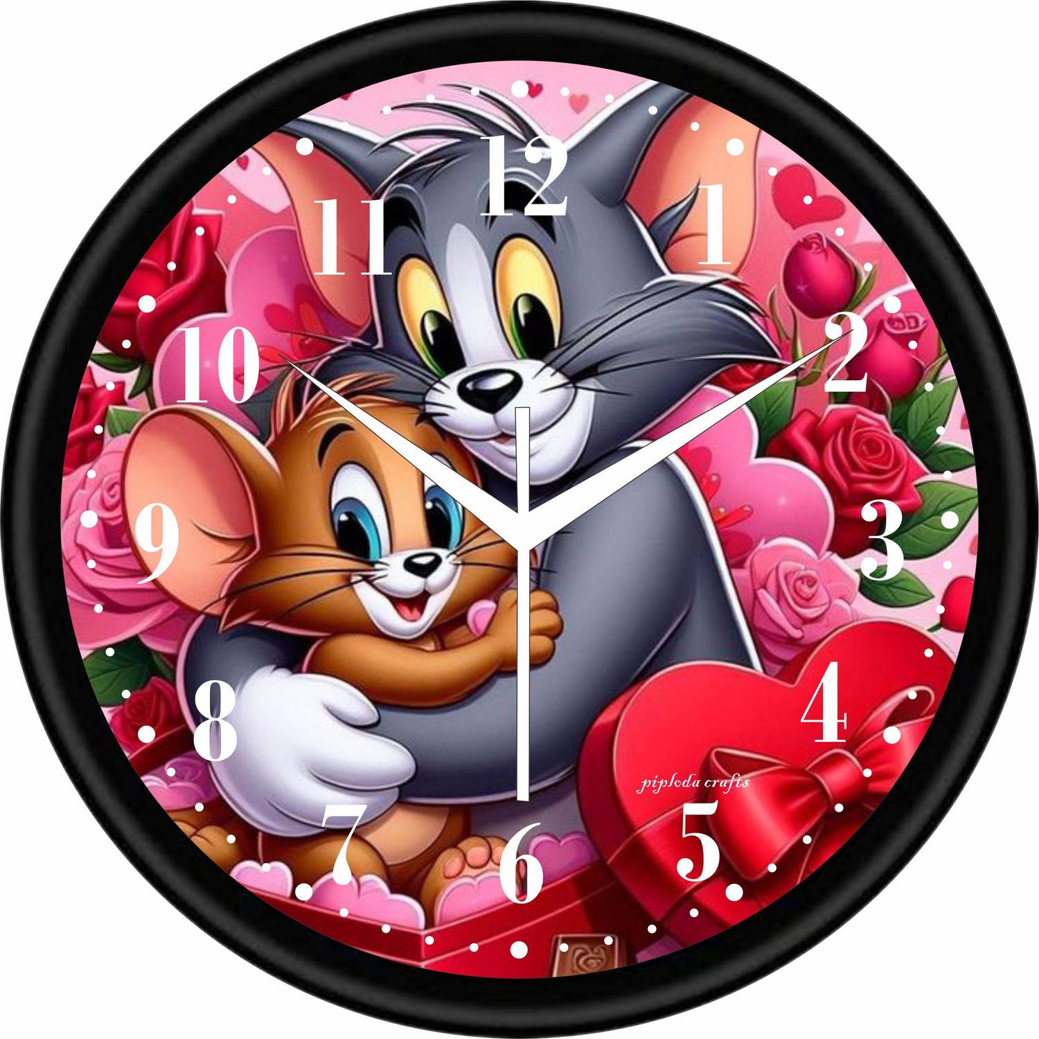 DADA HANDICRAFTS Analog 24 cm X 24 cm Wall Clock (Black, With Gla