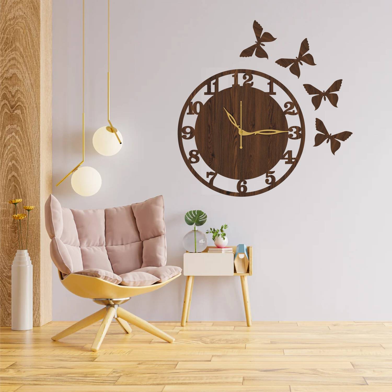 PADMASIDDHI Analog 25 cm X 25 cm Wall Clock (Brown, Without Glass
