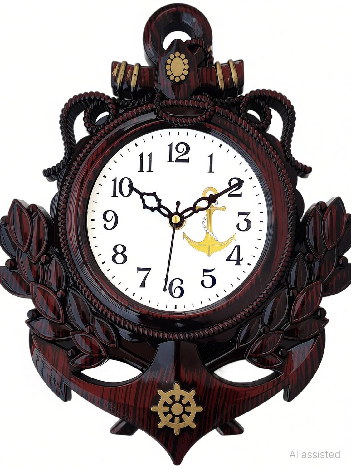 GrabBasket Analog 31 cm X 24 cm Wall Clock (Brown, Black, With Gl... more