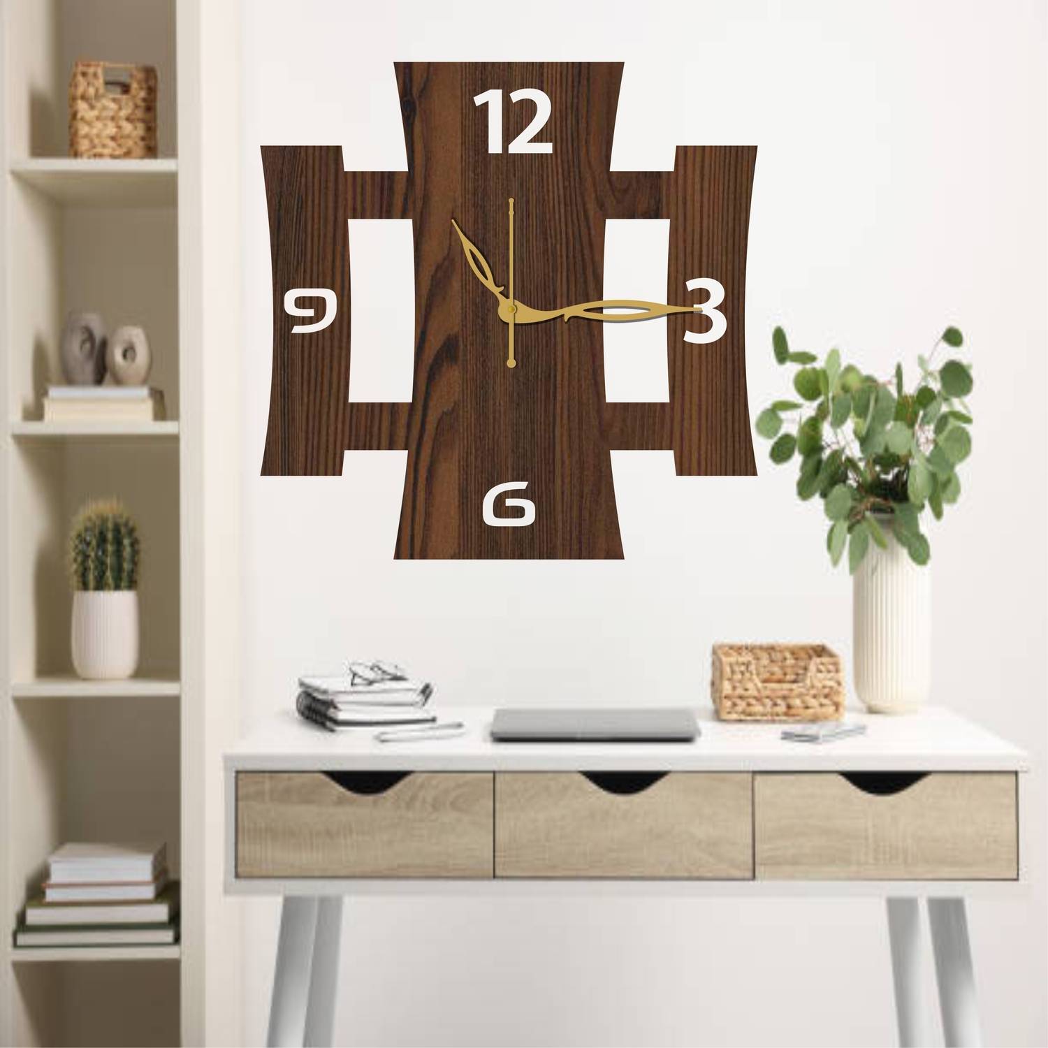 PADMASIDDHI Analog 25 cm X 25 cm Wall Clock (Brown, Without Glass