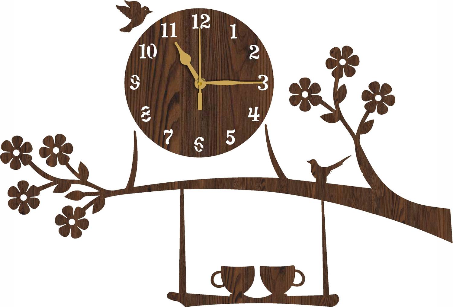PADMASIDDHI Analog 43 cm X 68 cm Wall Clock (Brown, Without Glass